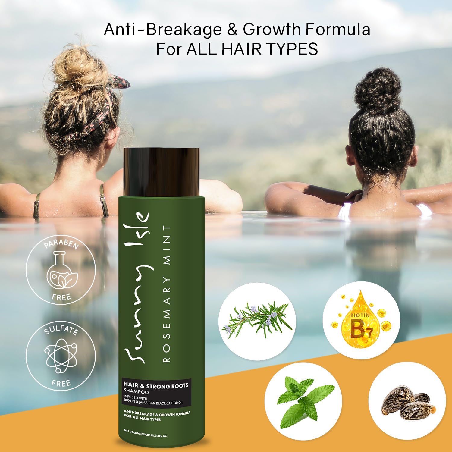 Sunny Isle Rosemary Mint Hair Strong Roots Shampoo | Anti Breakage Growth - Thumbnail 3
