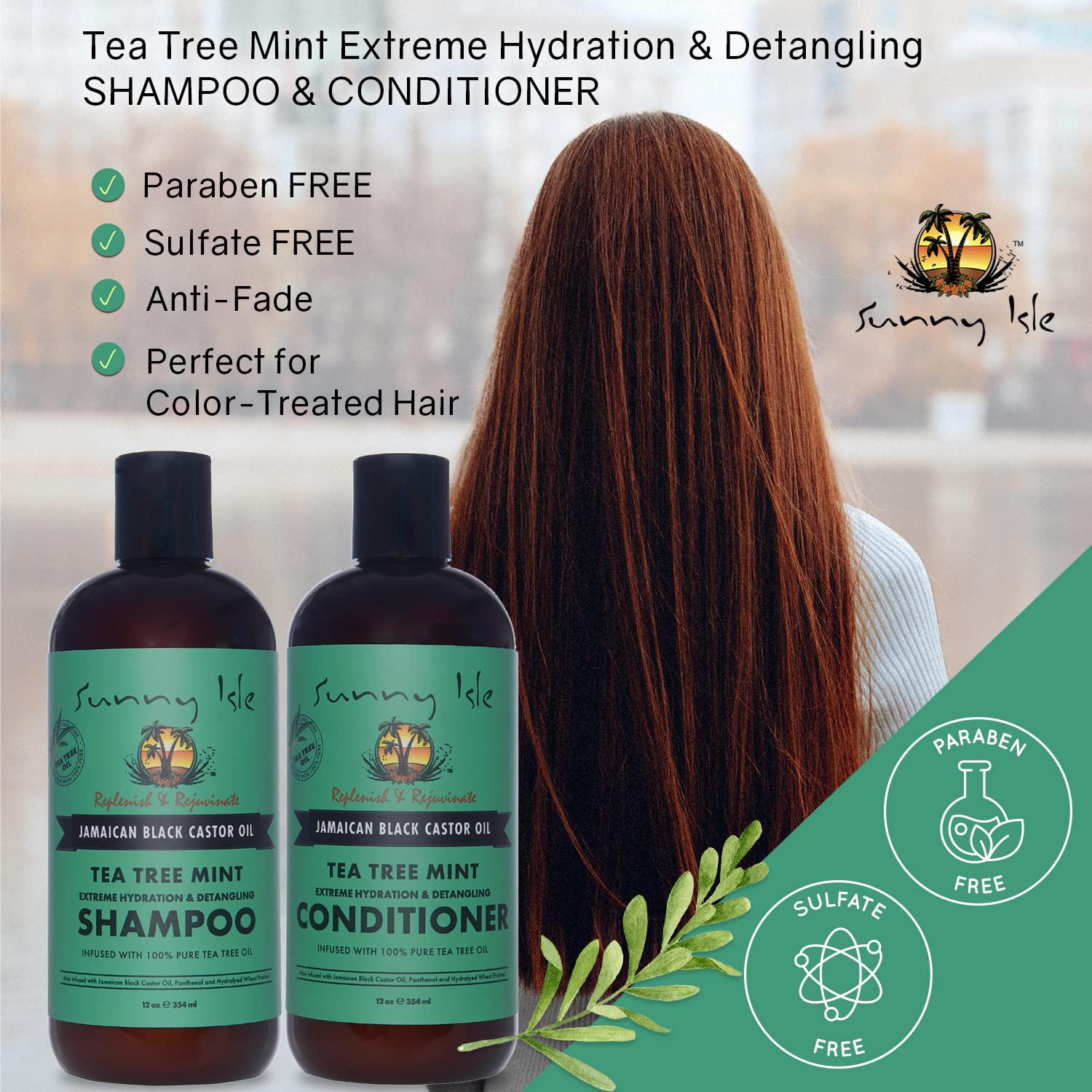 Sunny Isle Jamaican Black Castor Oil Tea Tree Mint Shampoo and Conditioner - Thumbnail 3
