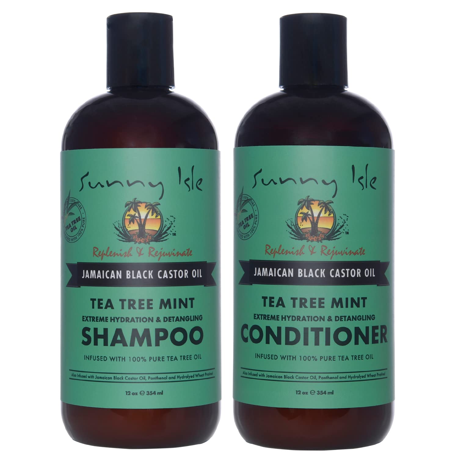 Sunny Isle Jamaican Black Castor Oil Tea Tree Mint Shampoo and Conditioner