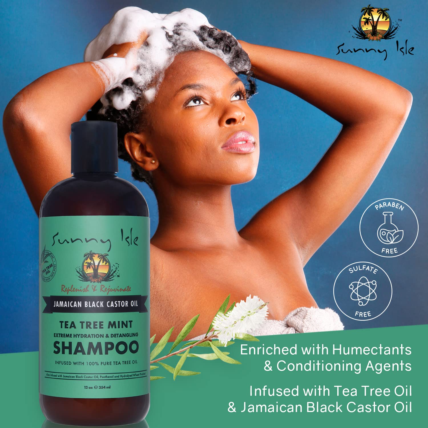 Sunny Isle Jamaican Black Castor Oil Tea Tree Mint Shampoo | Extreme Hydration - Thumbnail 2