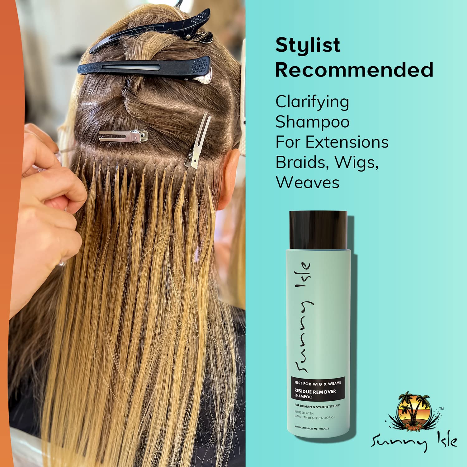 Sunny Isle Just for Wig Weave Braid Extensions Residue Remover Shampoo | for - Thumbnail 3
