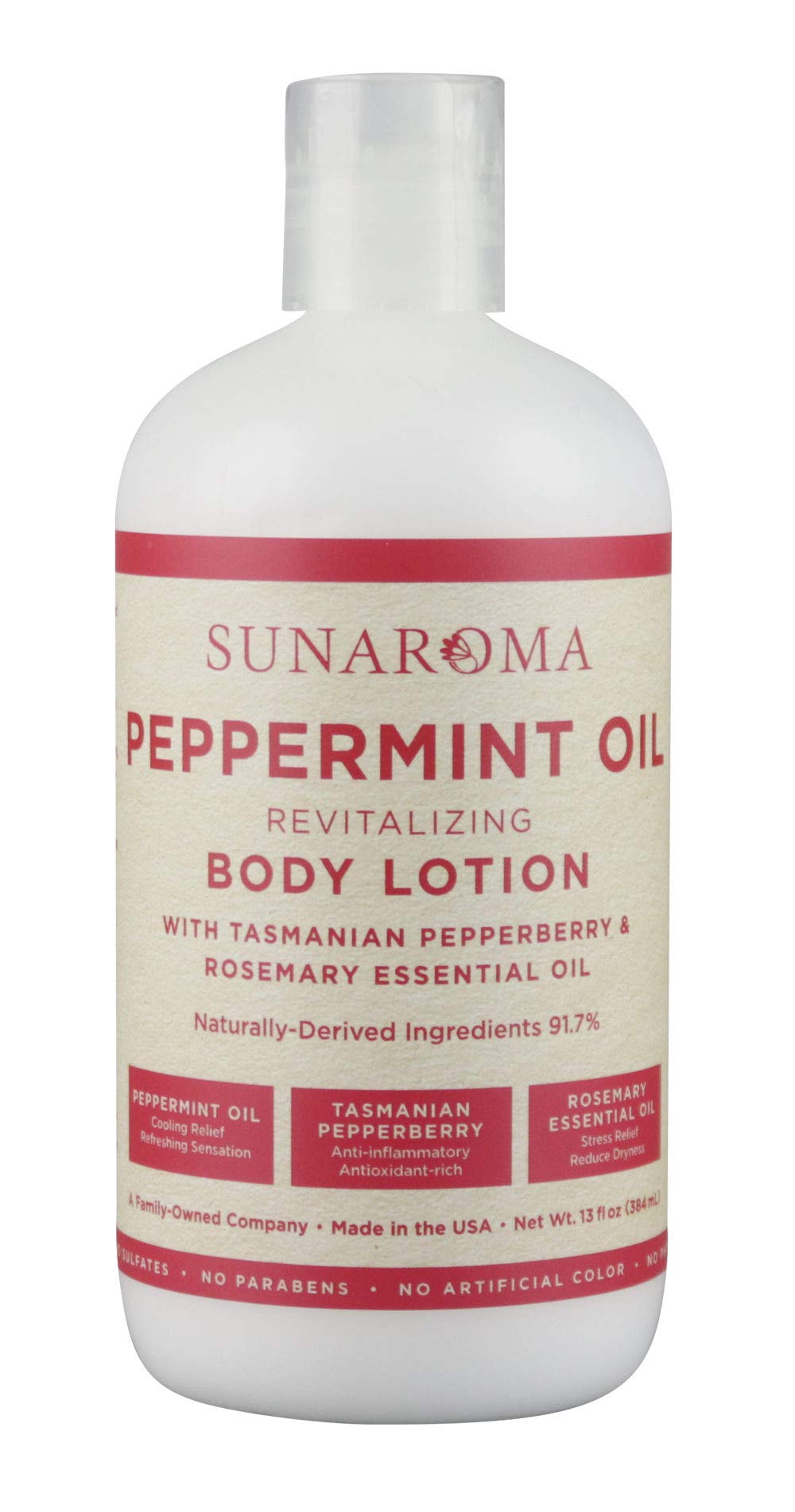 Sunaroma Lotion Body Peppermint Oil 384 ml (13 oz)
