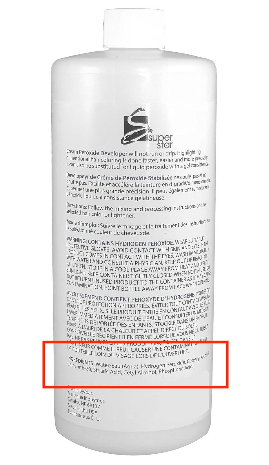 Super Star Cream Peroxide Developer 40 Volume 16 oz