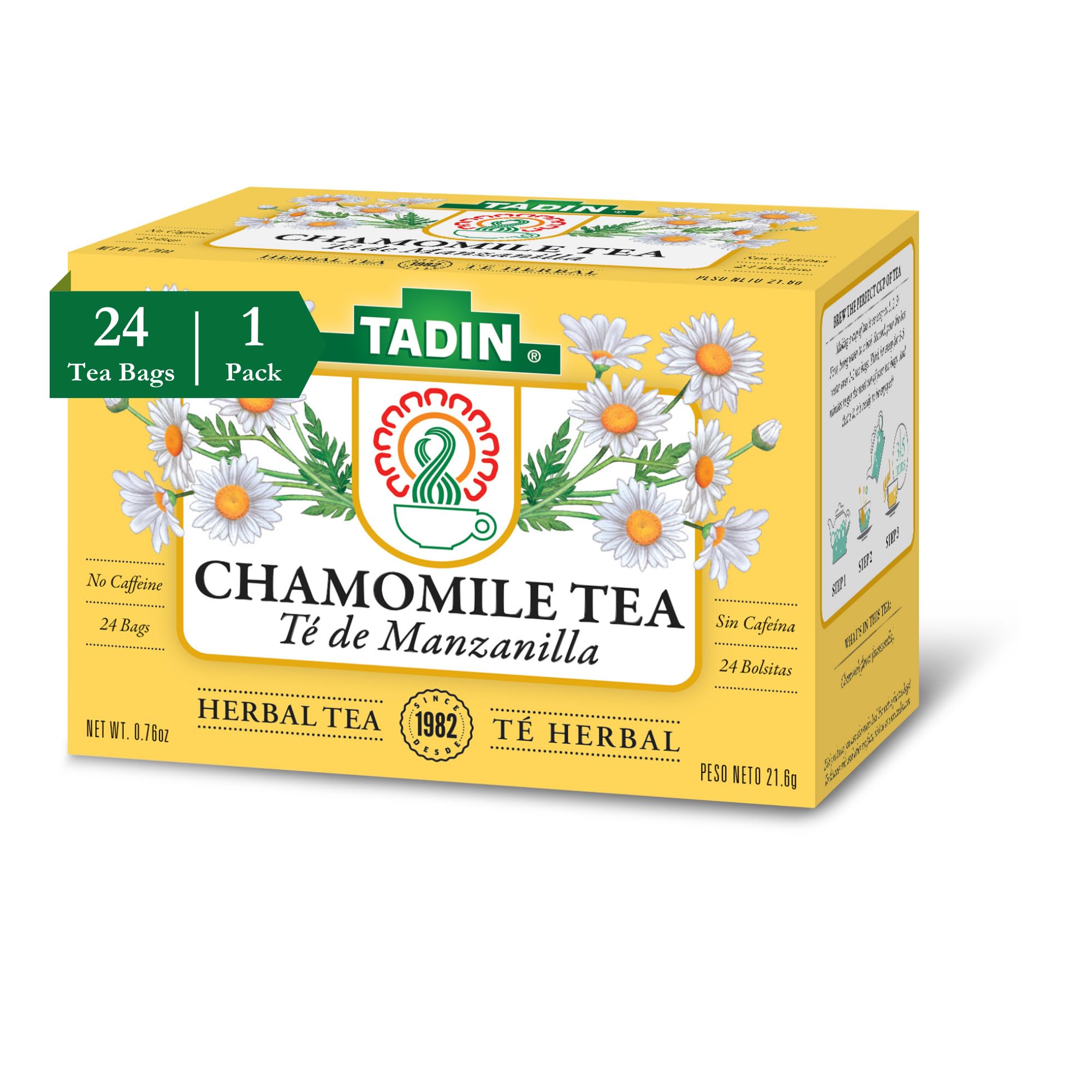 Tadin Chamomile Tea Herbal Tea Caffeine Free 24 Tea Bags Per Box Pack of 1 - Thumbnail 2
