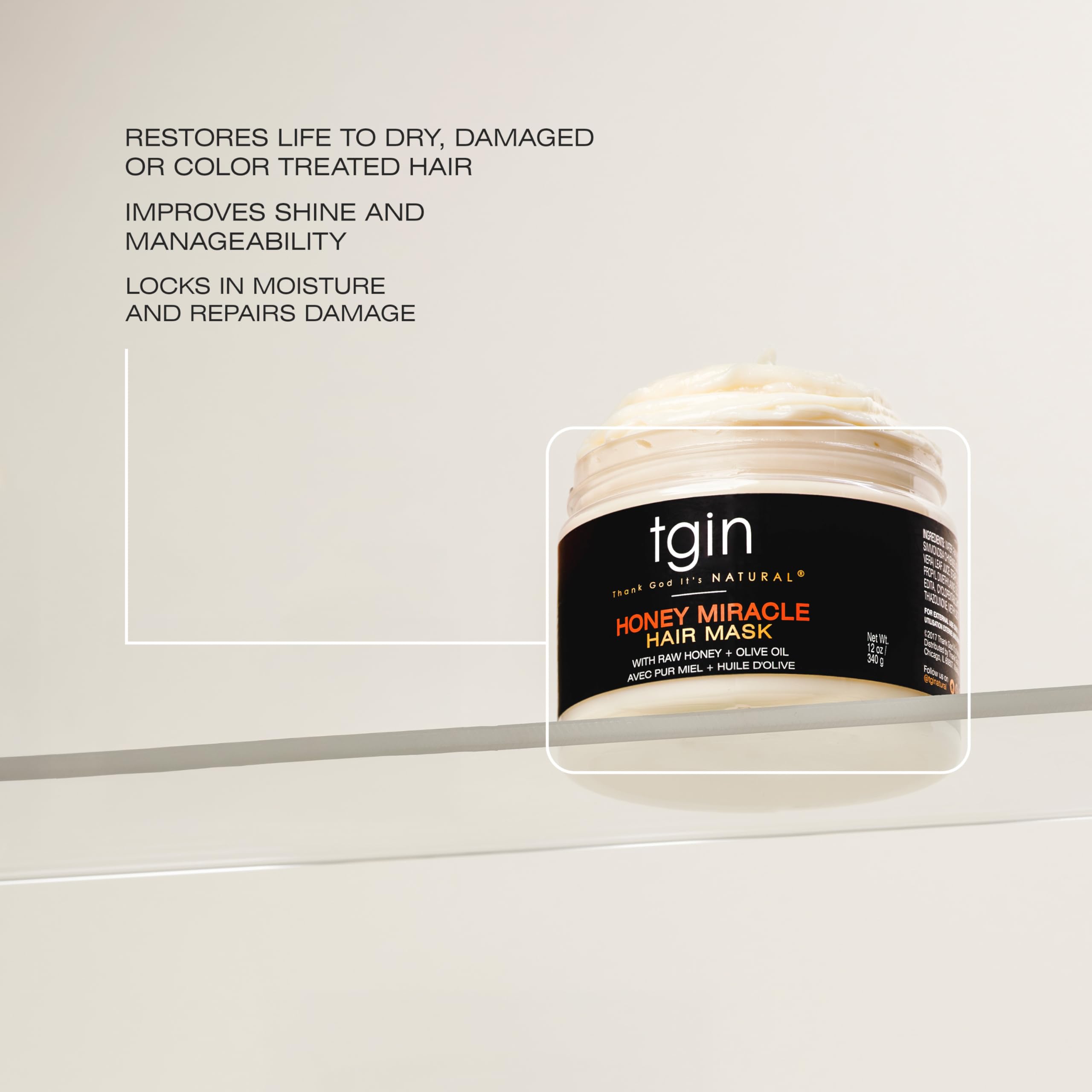 Tgin Honey Miracle Hair Mask for Natural Dry Curly Type 3c and 4c Hair Deep - Thumbnail 3
