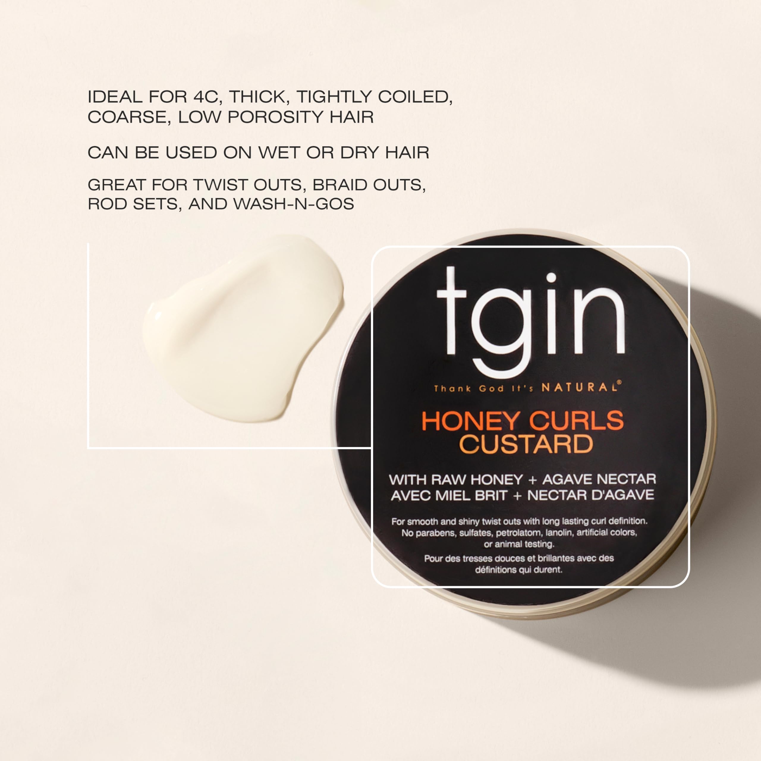 Thank God It's Natural Honey Curls Custard for Natural Dry Curly Damaged Hair - Thumbnail 3