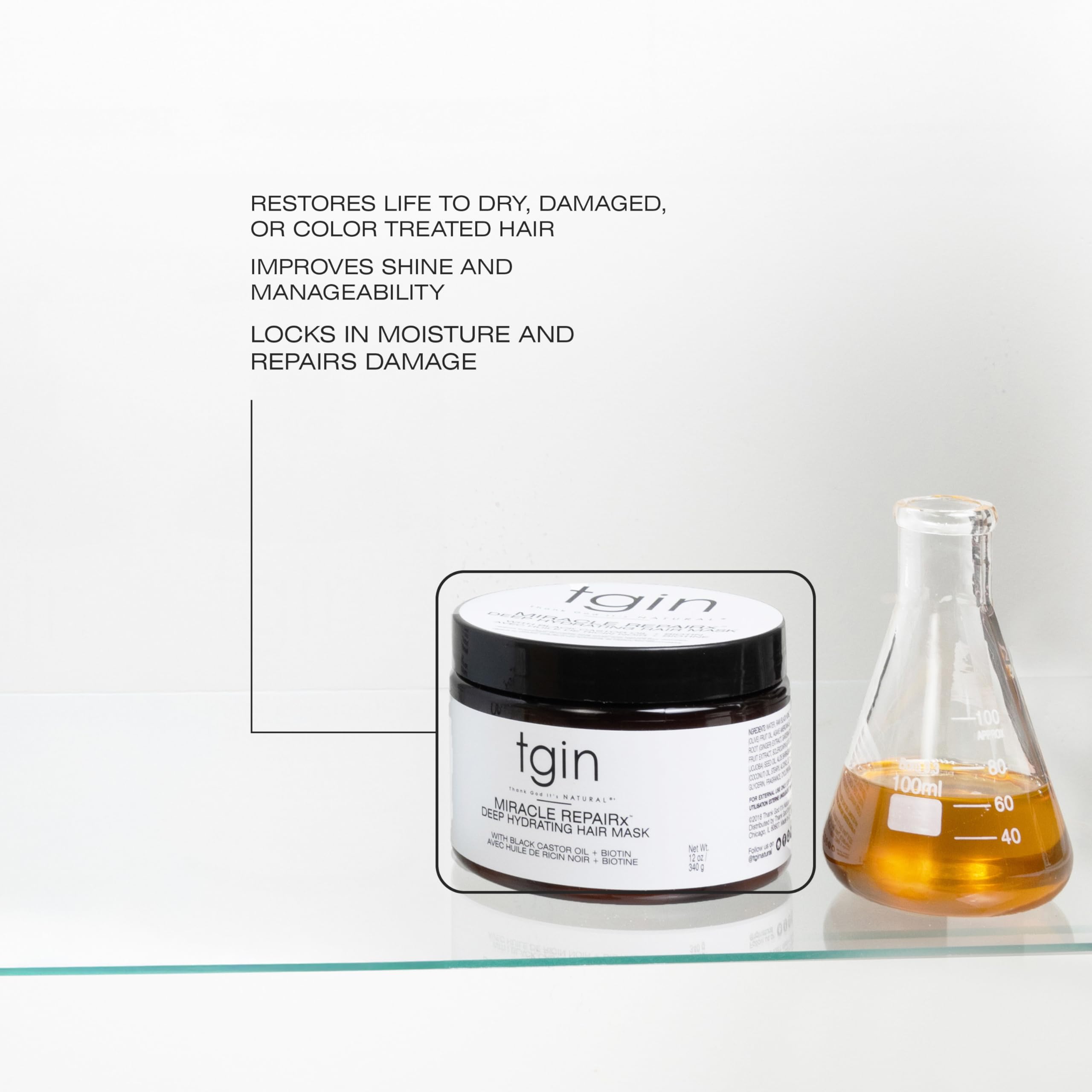Tgin Miracle Repairx Deep Hydrating Hair Mask for Curly Coily and Wavy Hair - Thumbnail 3
