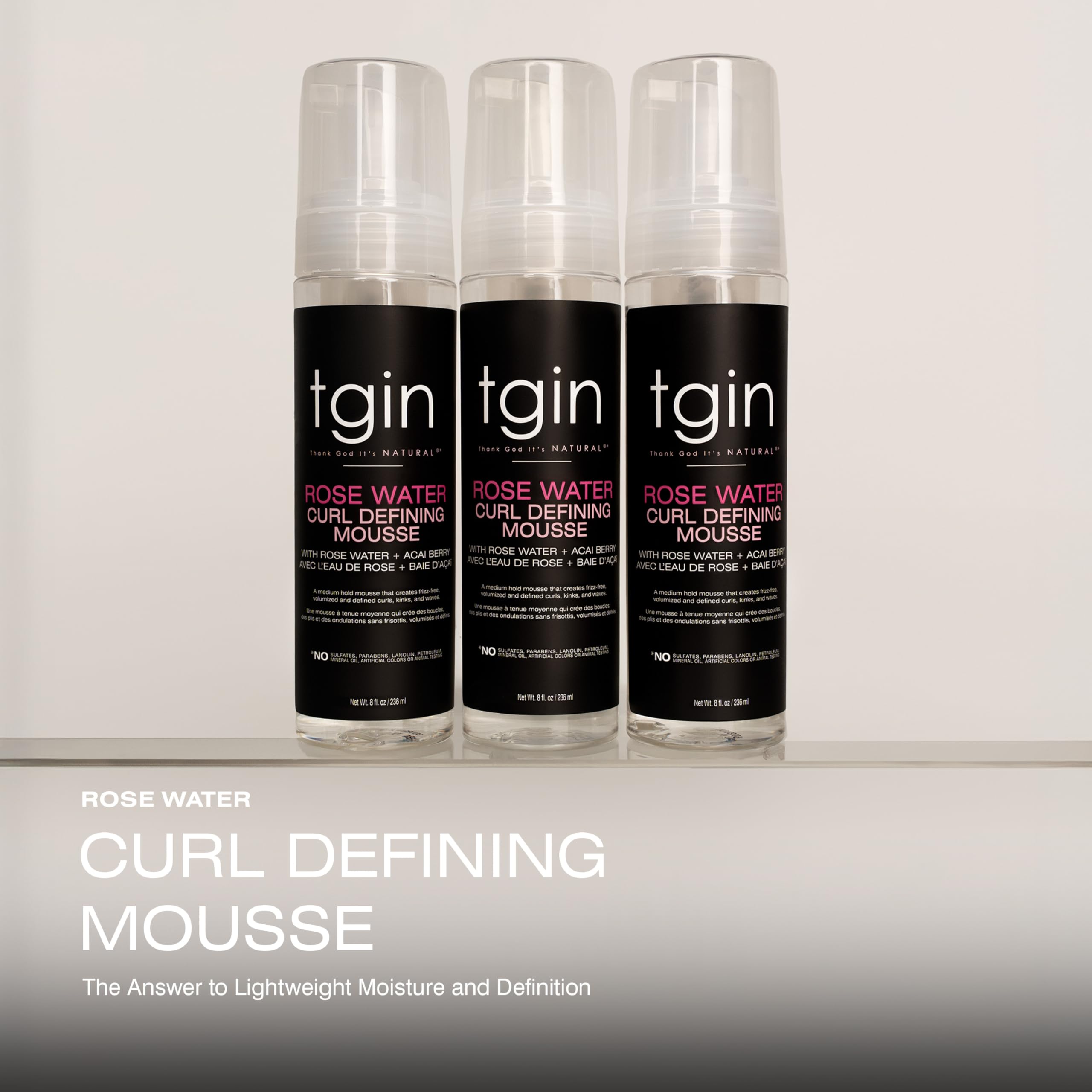 Tgin Rose Water Curl Defining Mousse Curly Hair Products With Lightweight Hold - Thumbnail 2