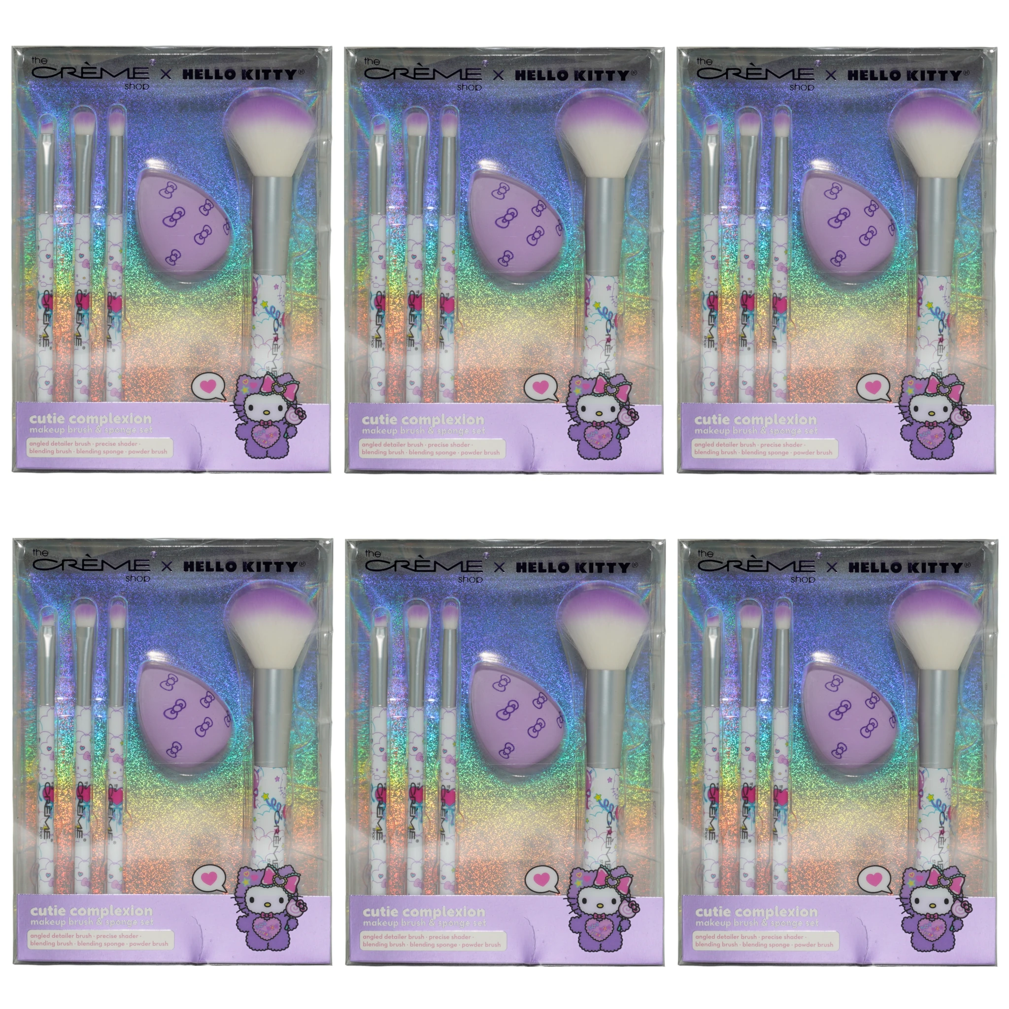 (6-pack) The Creme Shop X Hello Kitty 5-Pc Brush Set Purple