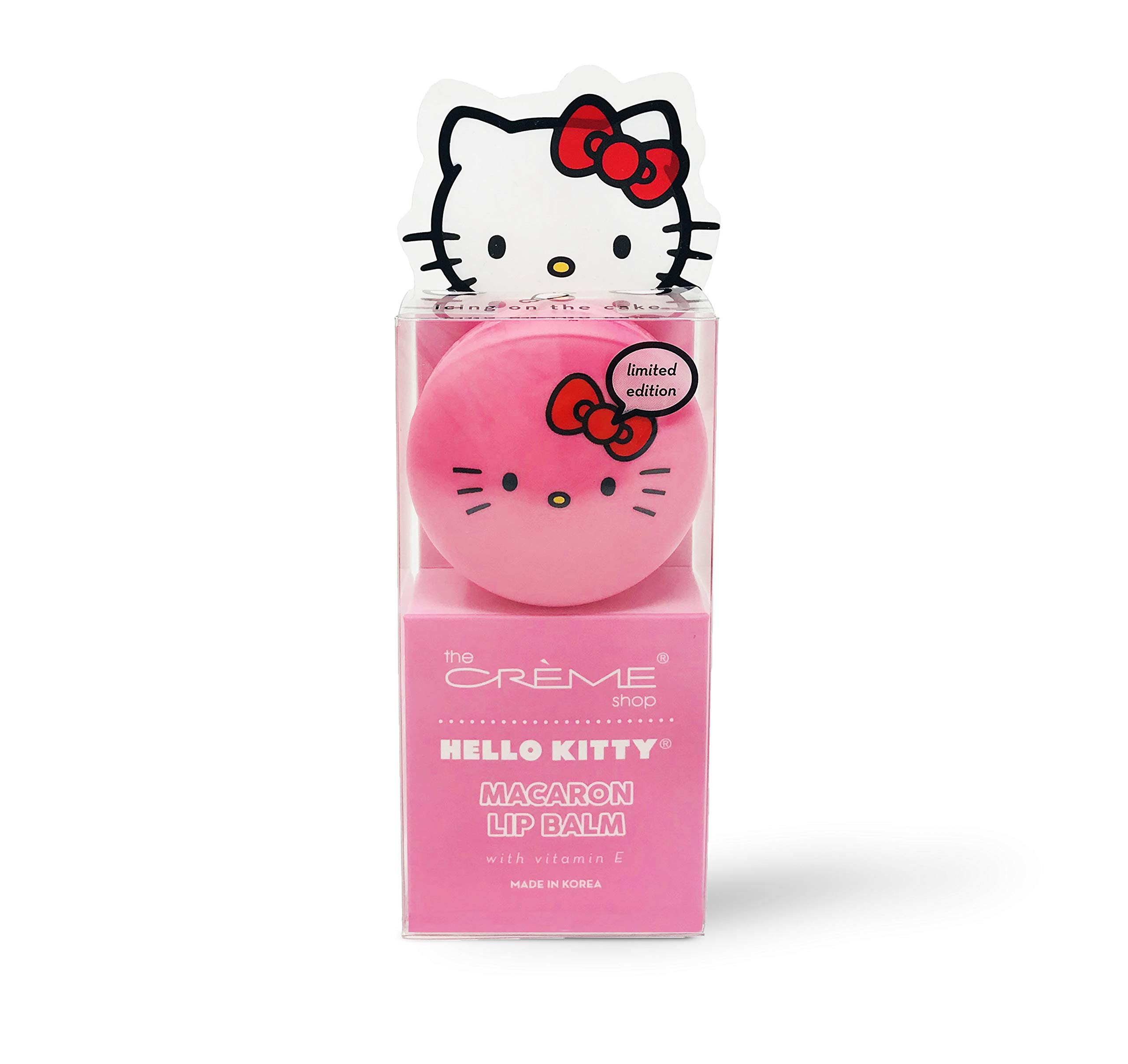 (6-pack) The Crème Shop x Sanrio Hello Kitty Macaron Lip Balm (Hello Kitty Icing On The Cake) Korean Cute Scented Pocket Portable Soothing Advanced Must-Have on-the-go