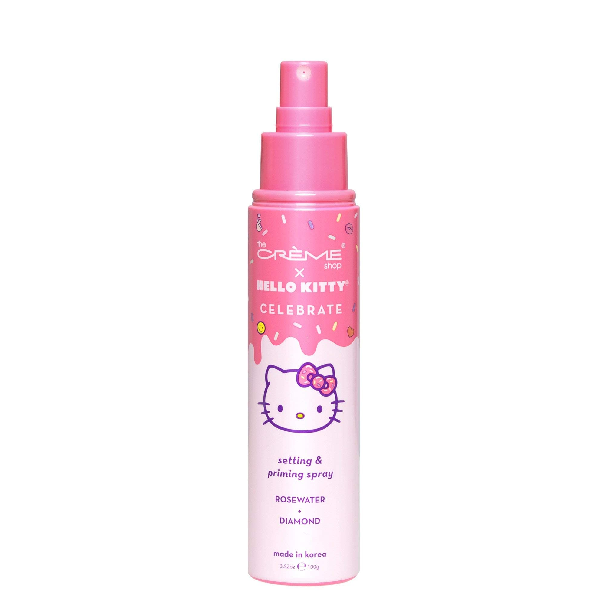 (4-pack) The Crème Shop x Hello Kitty - Korean Skin Care Celebrate Priming & Setting Facial Spray (Rose Water & Diamond) - Hydration, For Makeup, Natural Essence (Set)