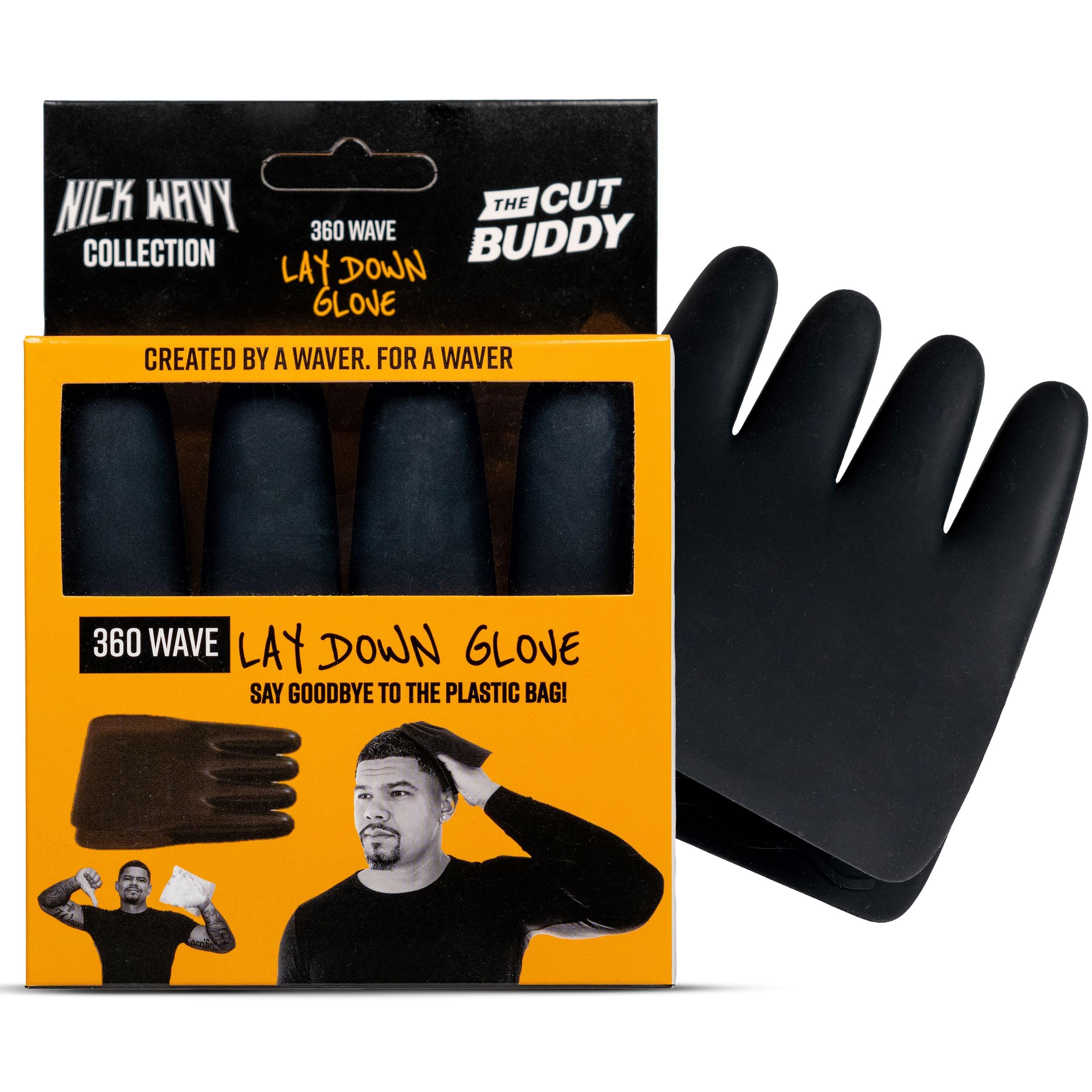 The Cut Buddy Nick Wavy Collection 360 Wave Lay Down Glove Silicone Brush Glove