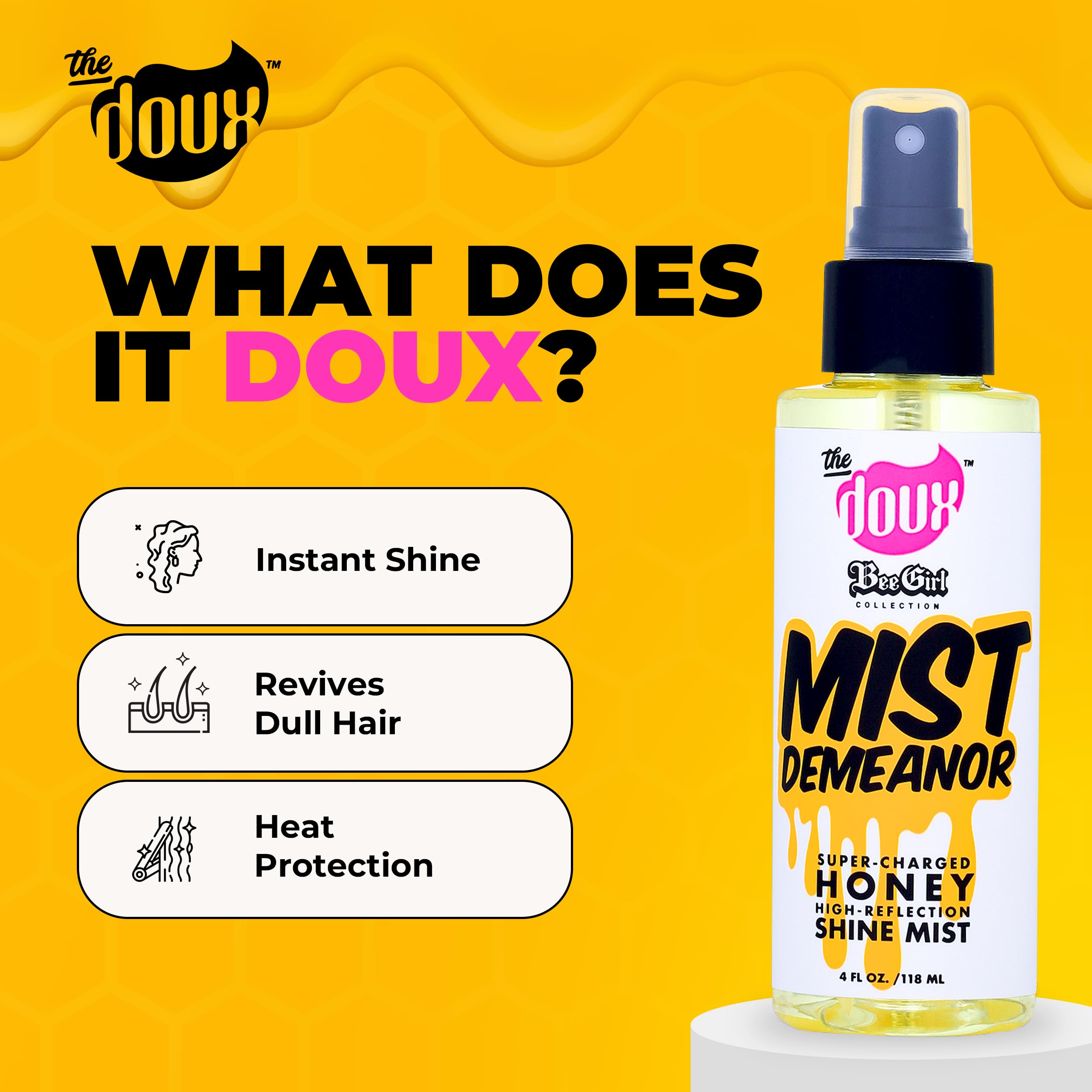 The Doux Mist Demeanor Shine Mist for Curly Hair Heat Protection With Cationic - Thumbnail 3