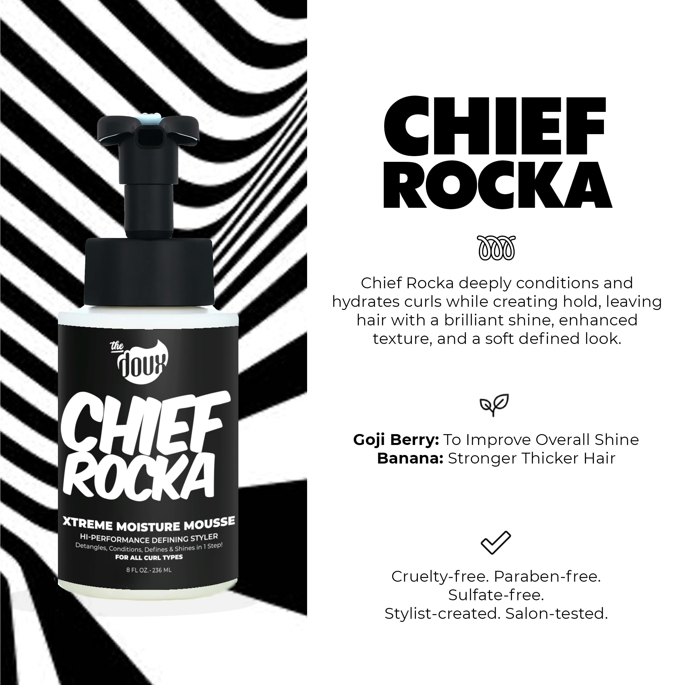 Chief Rocka Xtreme Moisture Mousse for Curly Hair Curl Defining Hair Mousse - Thumbnail 3