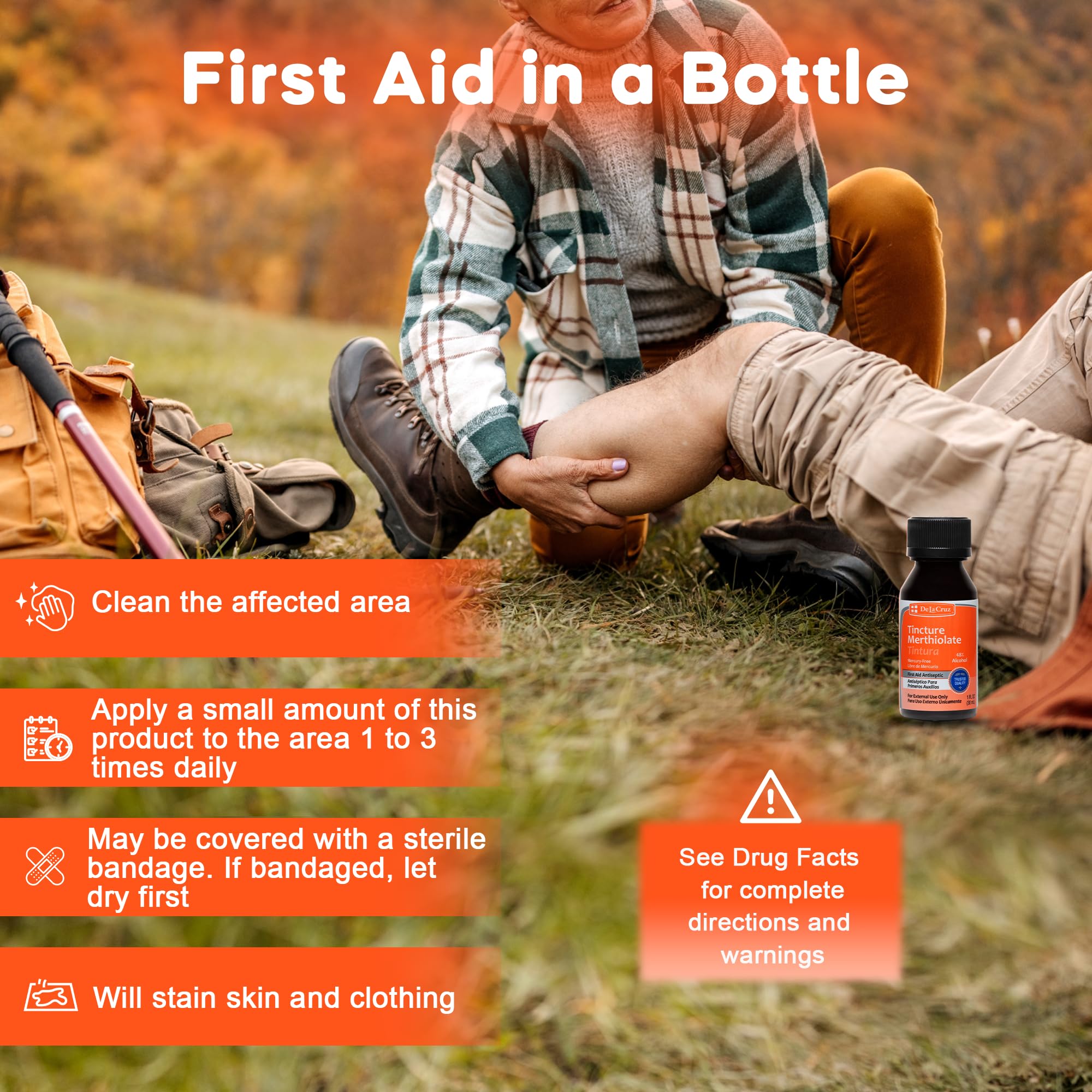 De la Cruz Merthiolate Tincture Antiseptic First Aid for Minor Cuts Scrapes and - Thumbnail 3