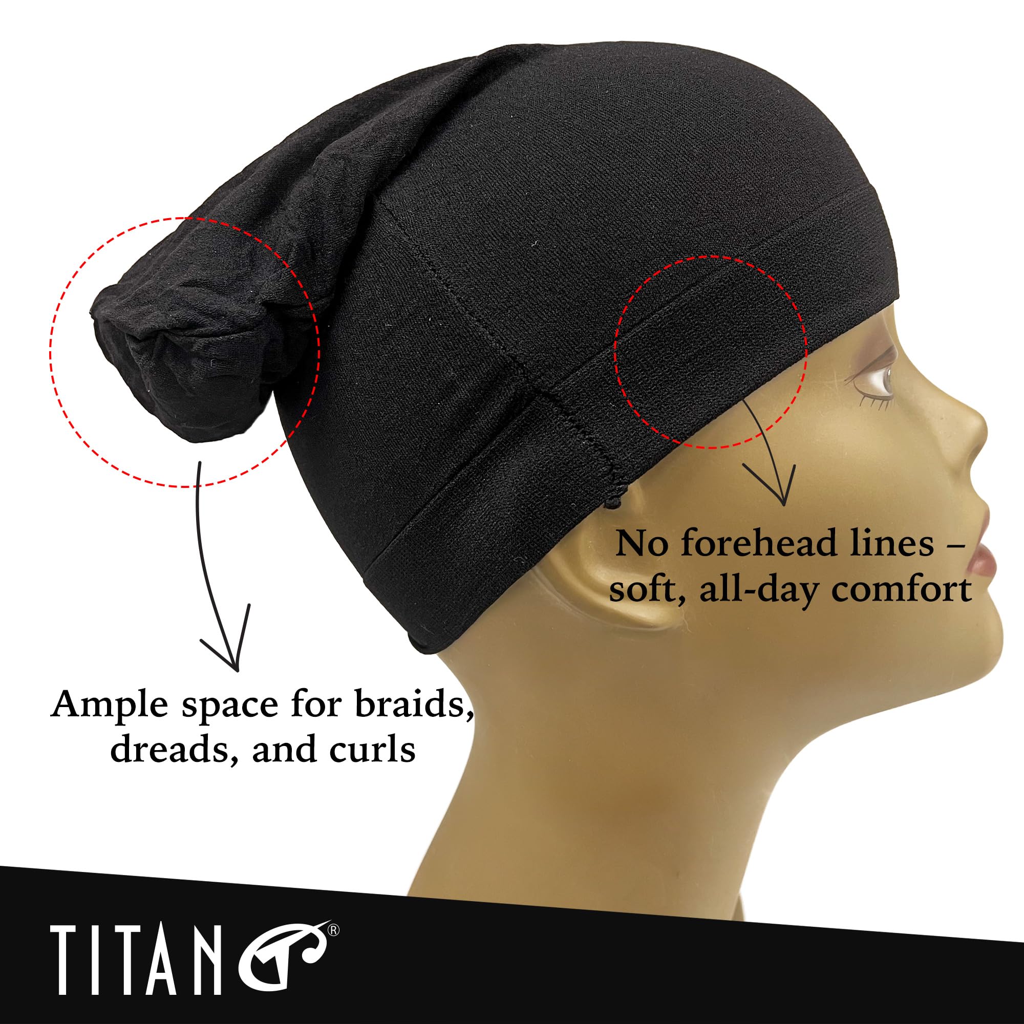 Titan Dreadlock Stocking Cap Stretchable Breathable Loc Sock Women Secure Fit - Thumbnail 3