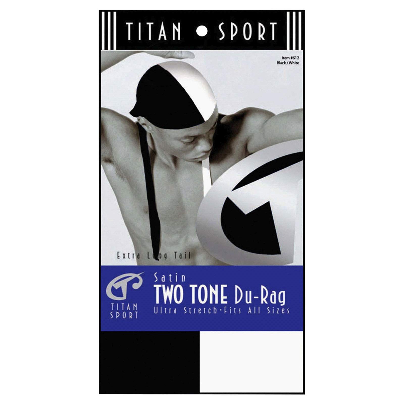 Titan Sport Satin Two Tone Du Rag Black/white