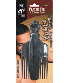 Titan Plastic Hair Pick Black