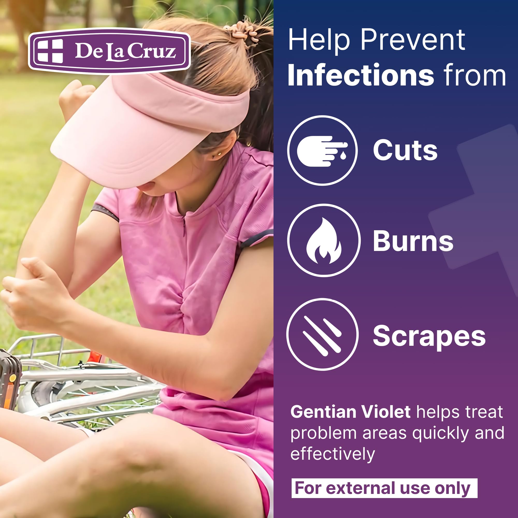 De la Cruz Gentian Violet Violeta de Genciana 1% First Aid Antiseptic for Cuts - Thumbnail 3