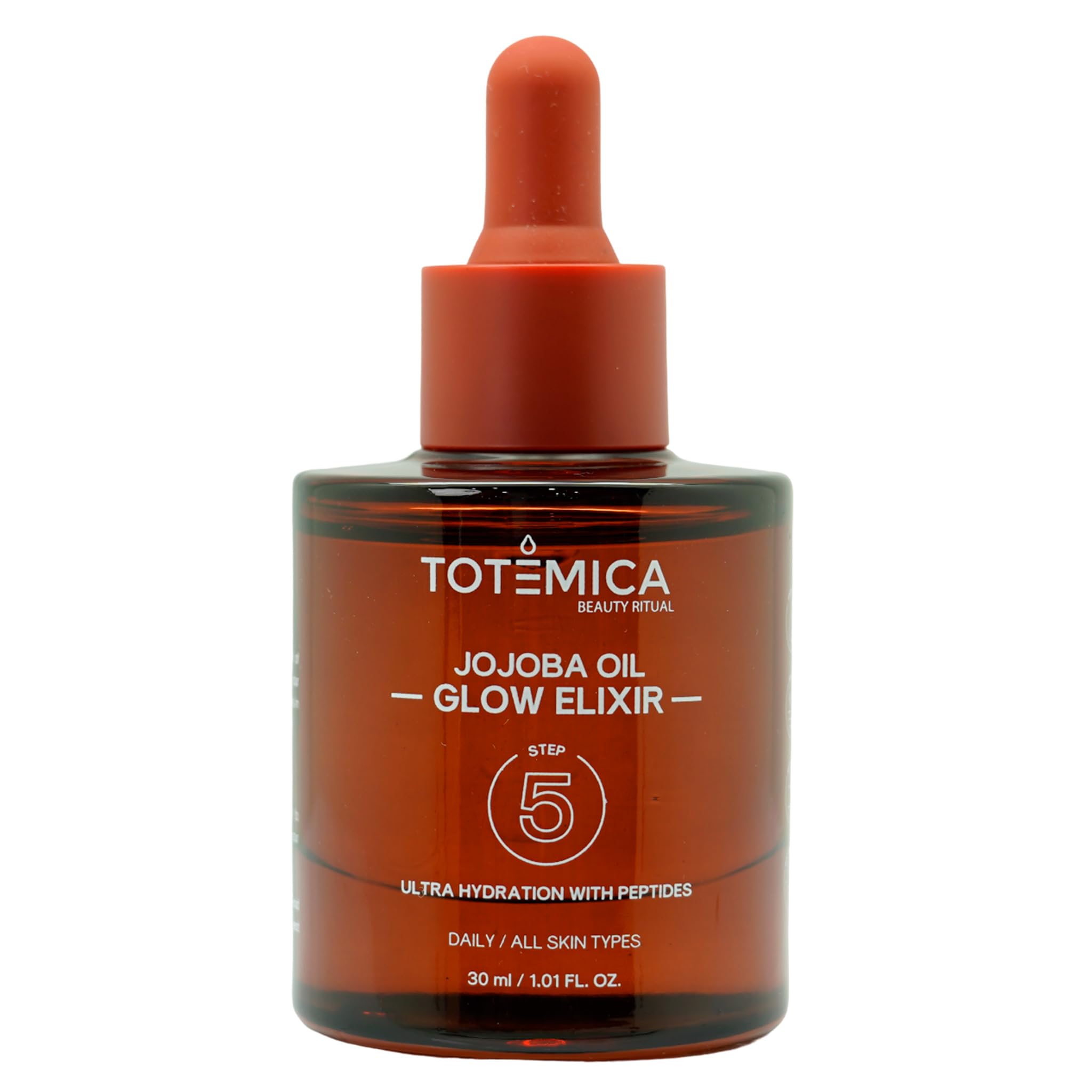 (1) TOTEMICA Organic Jojoba Oil Glow Elixir – Hydrating & Anti-Aging face oil with Peptides | Vegan & Non-Comedogenic facial oil & moisturizing body oil for skin oil & hair oil (1.01 Fl Oz)