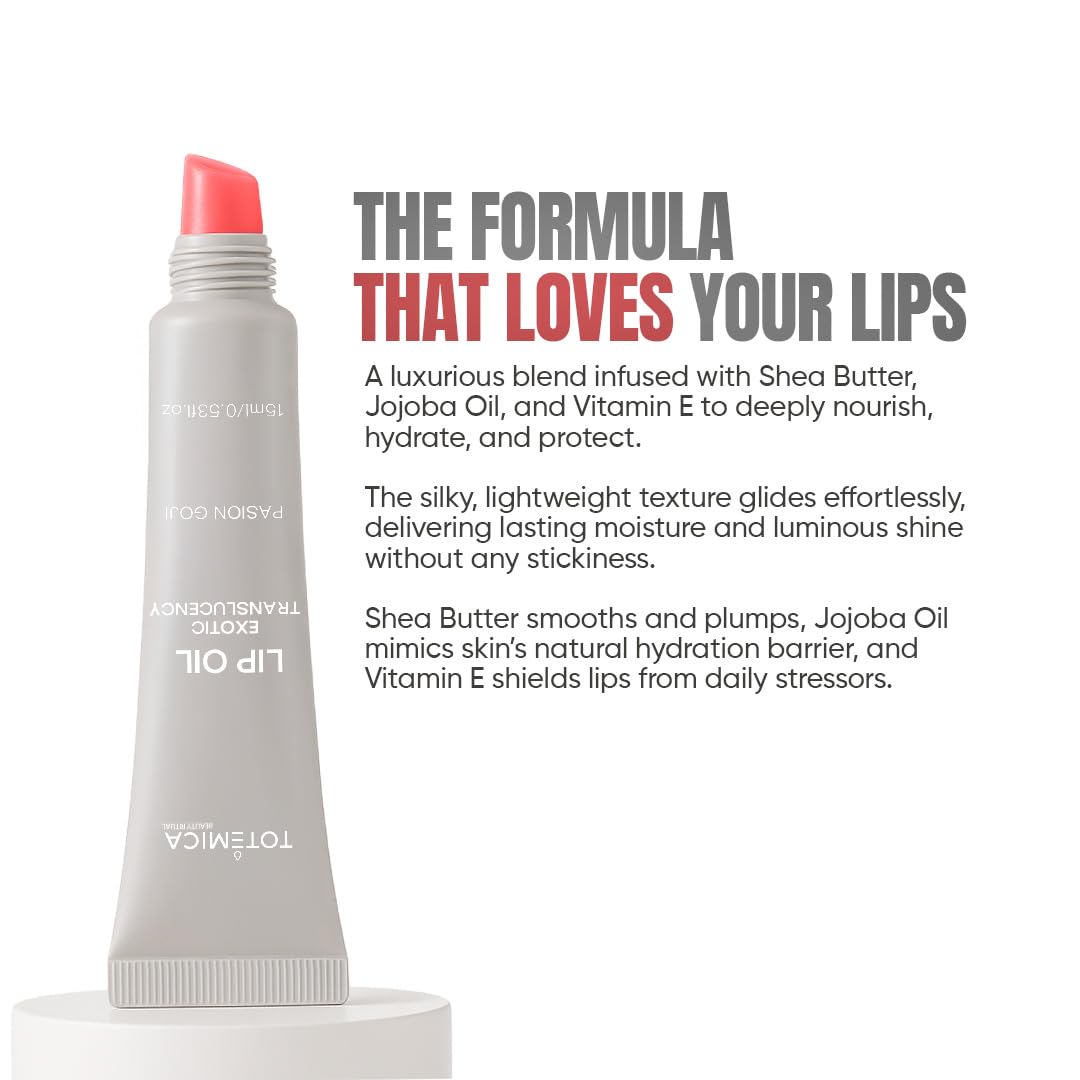 (4-pack) TOTEMICA Lip Oil for women by Ana Patricia, Hydrating Exotic Translucency, Glossy Lip Balm Shine with Shea Butter & Jojoba Oil, Non-Sticky Lip Gloss Nourishing Finish | 0.53 oz - Passion Goji - Thumbnail 3