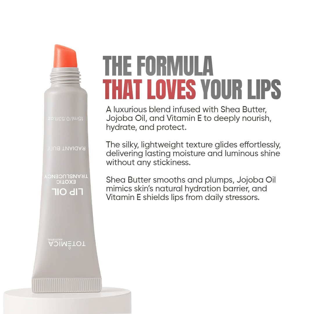(6-pack) TOTEMICA Lip Oil for women by Ana Patricia, Hydrating Exotic Translucency, Glossy Lip Balm Shine with Shea Butter & Jojoba Oil, Non-Sticky Lip Gloss Nourishing Finish | 0.53 oz - Radiant Buff - Thumbnail 3
