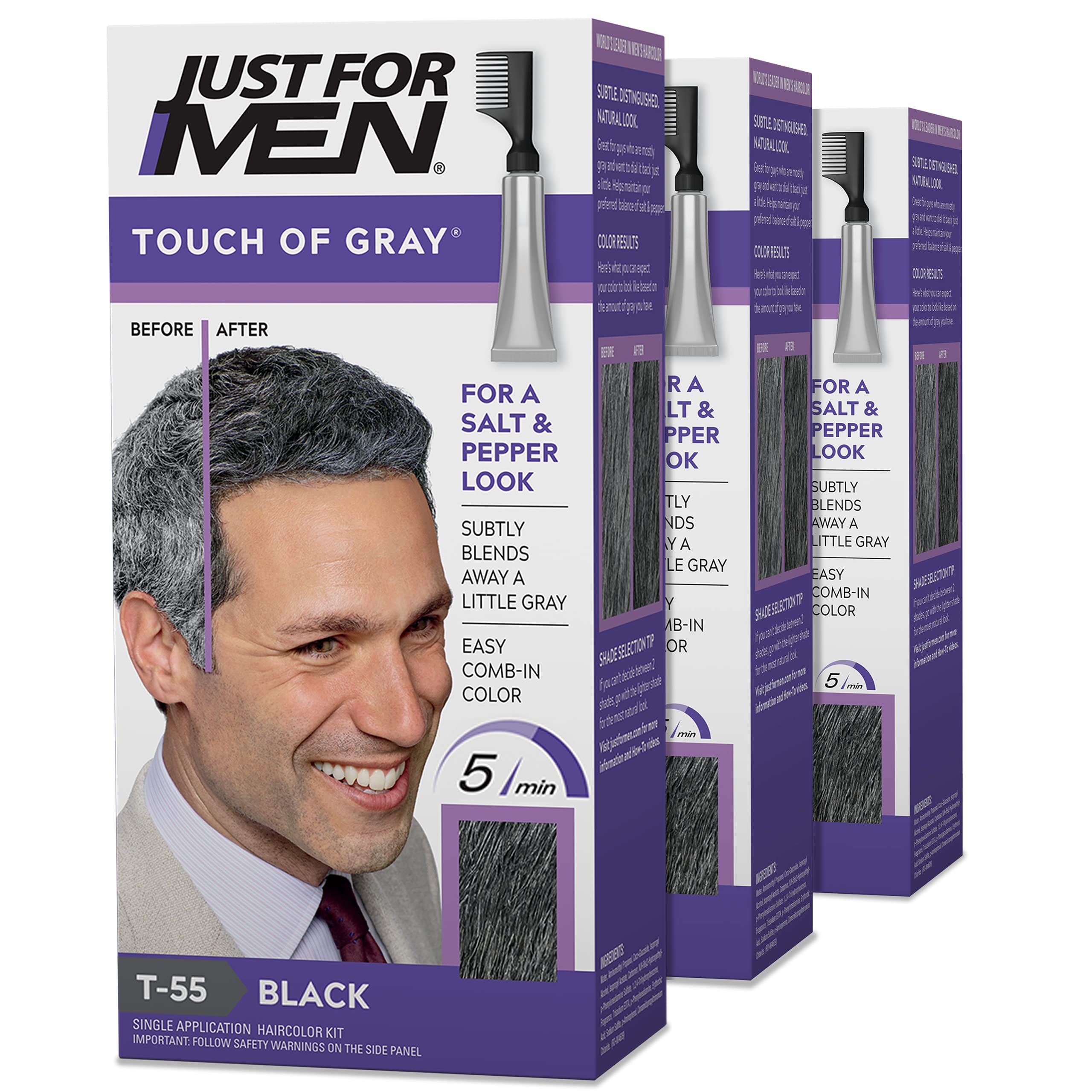 Just Touch of Gray Hair Color Kit With Comb Applicator for Easy Application