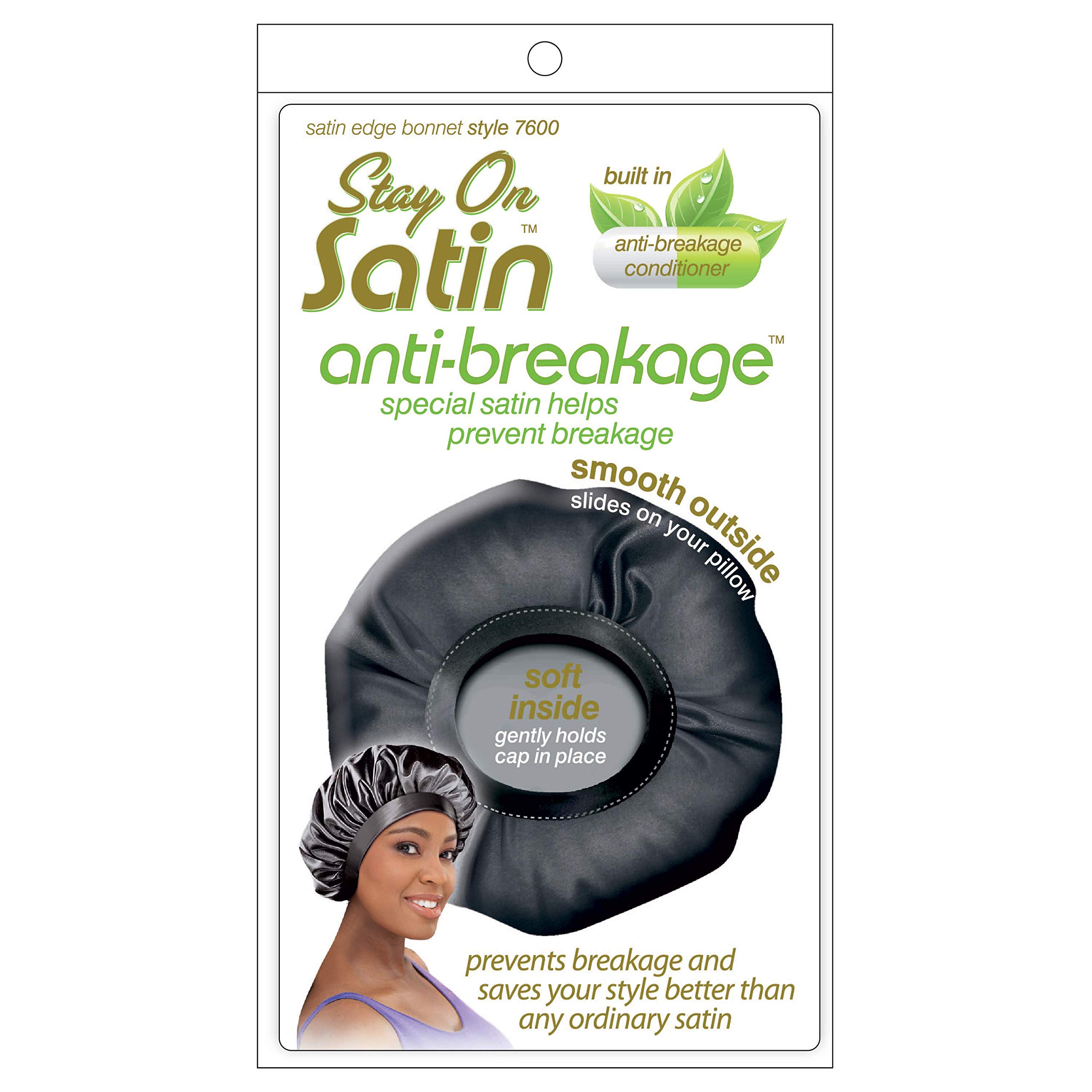 Stay On Satin Anti Breakage Large Sleep Bonnet With Infused Hair Conditioners