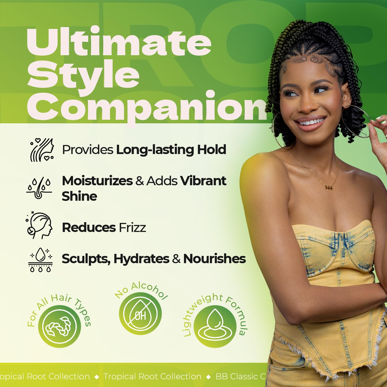 Bronner Bros Tropical Roots Moisturizing Sculpting Foam With Vitamin E B5 Guava - Thumbnail 3