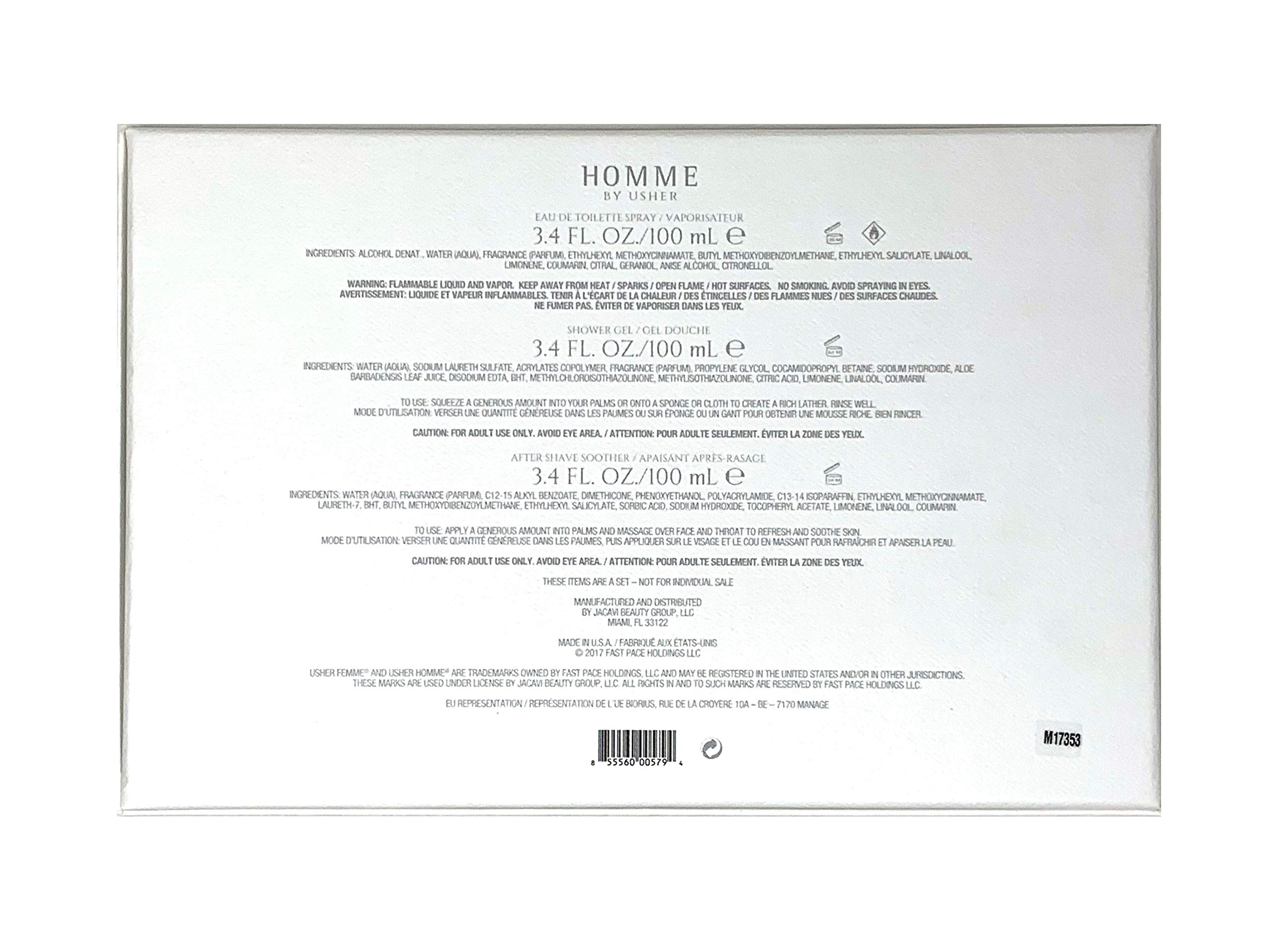 Usher Homme 3 Piece For Men EDT 3.4 oz (Set) - Thumbnail 3