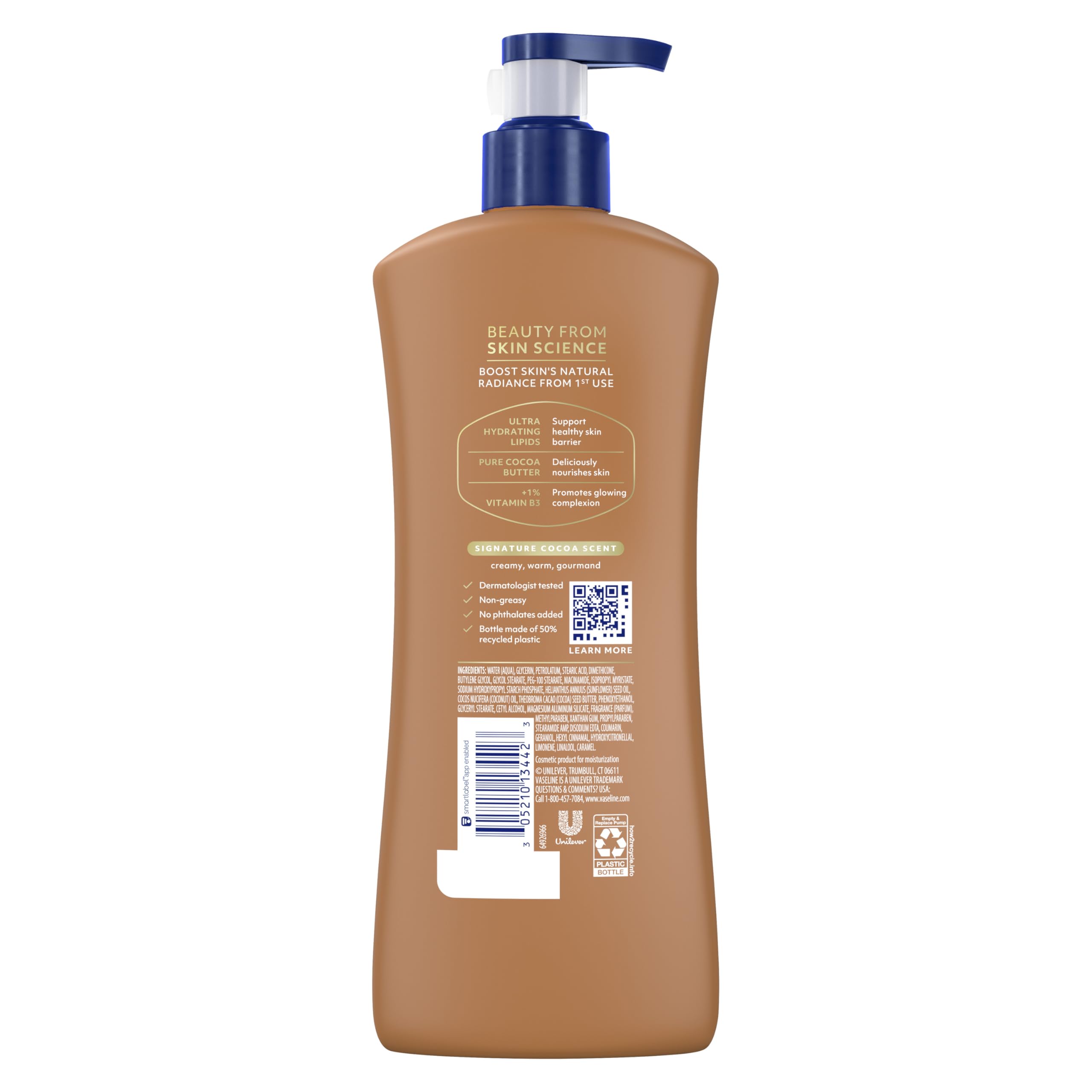 Vaseline Intensive Care Body Lotion Cocoa Radiant for Dry Skin Lotion Made With