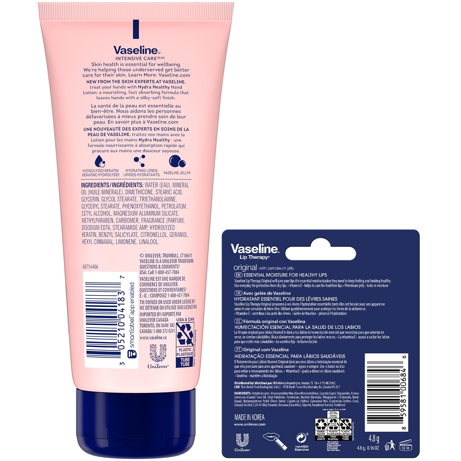 Vaseline Lotion Lip Therapy Bundle Healthy Hands Stronger Nails With Keratin - Thumbnail 2