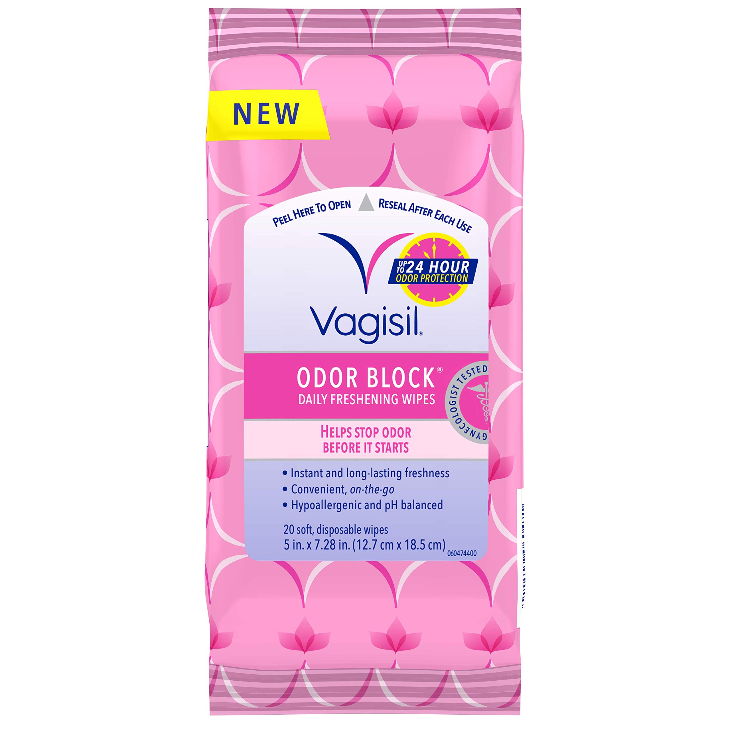 Vagisil Odor Block Daily Freshening Wipes for Feminine Hygiene In Resealable