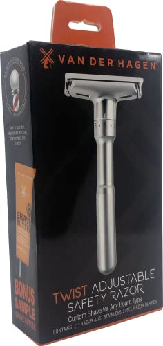 Van Der Hagen Matte Silver Twist Adjustable Razor - Thumbnail 2