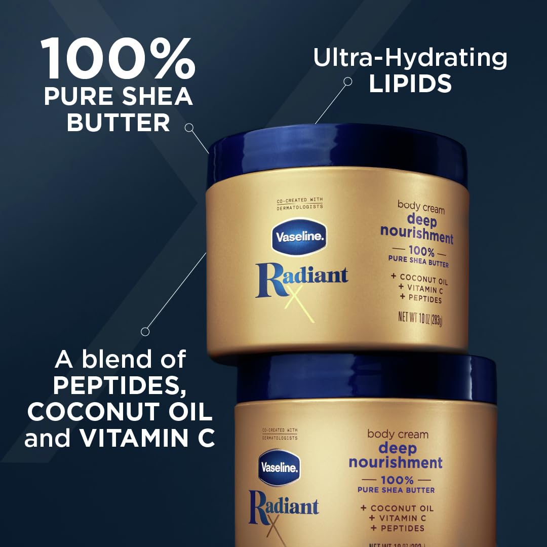 Vaseline Radiant X Deep Nourishment Body Cream 100% Pure Shea Butter Coconut - Thumbnail 2