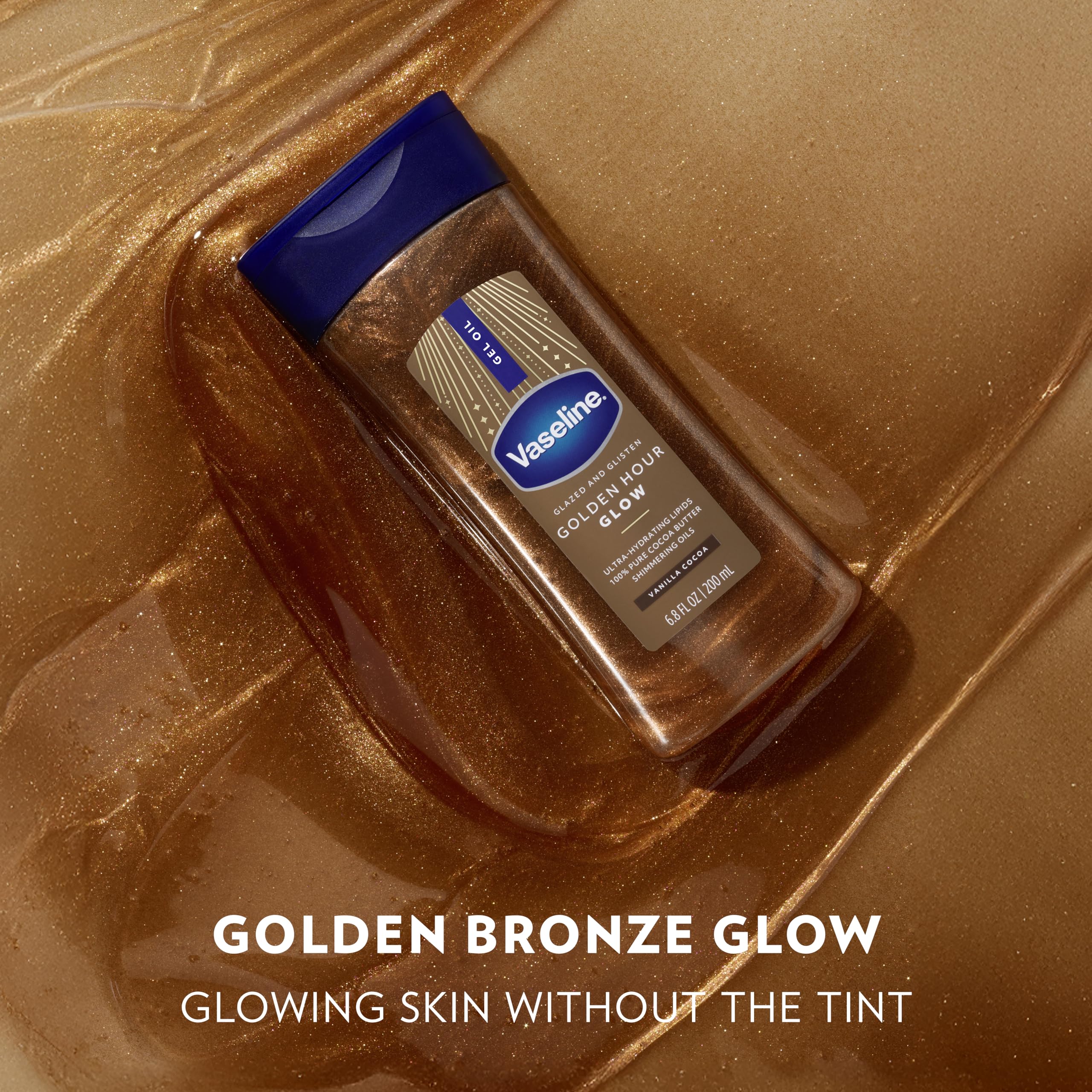 Vaseline Glazed and Glisten Golden Hour Body Gel Oil Glow Vanilla Cocoa - Thumbnail 3