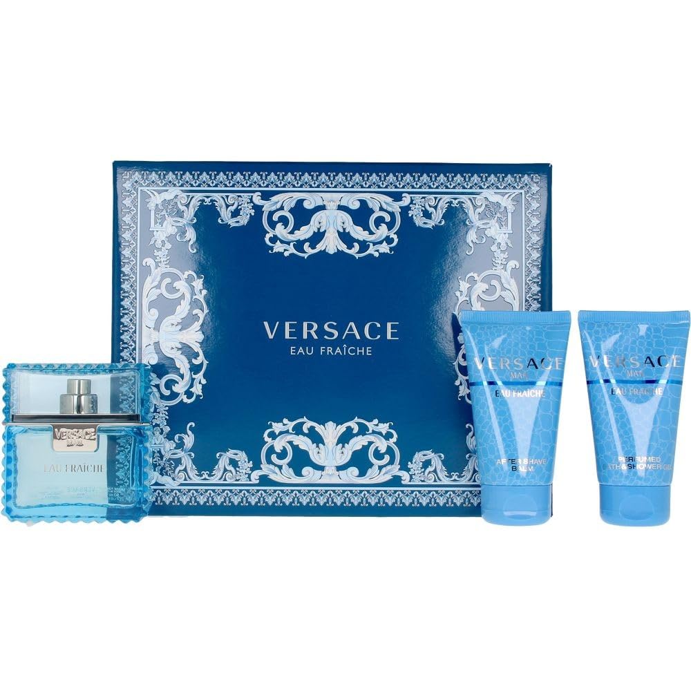 [Set] Versace Eau Fraiche 3 Pc Bath and Shower Gel After Shave Balm For Men EDT 1.7 oz