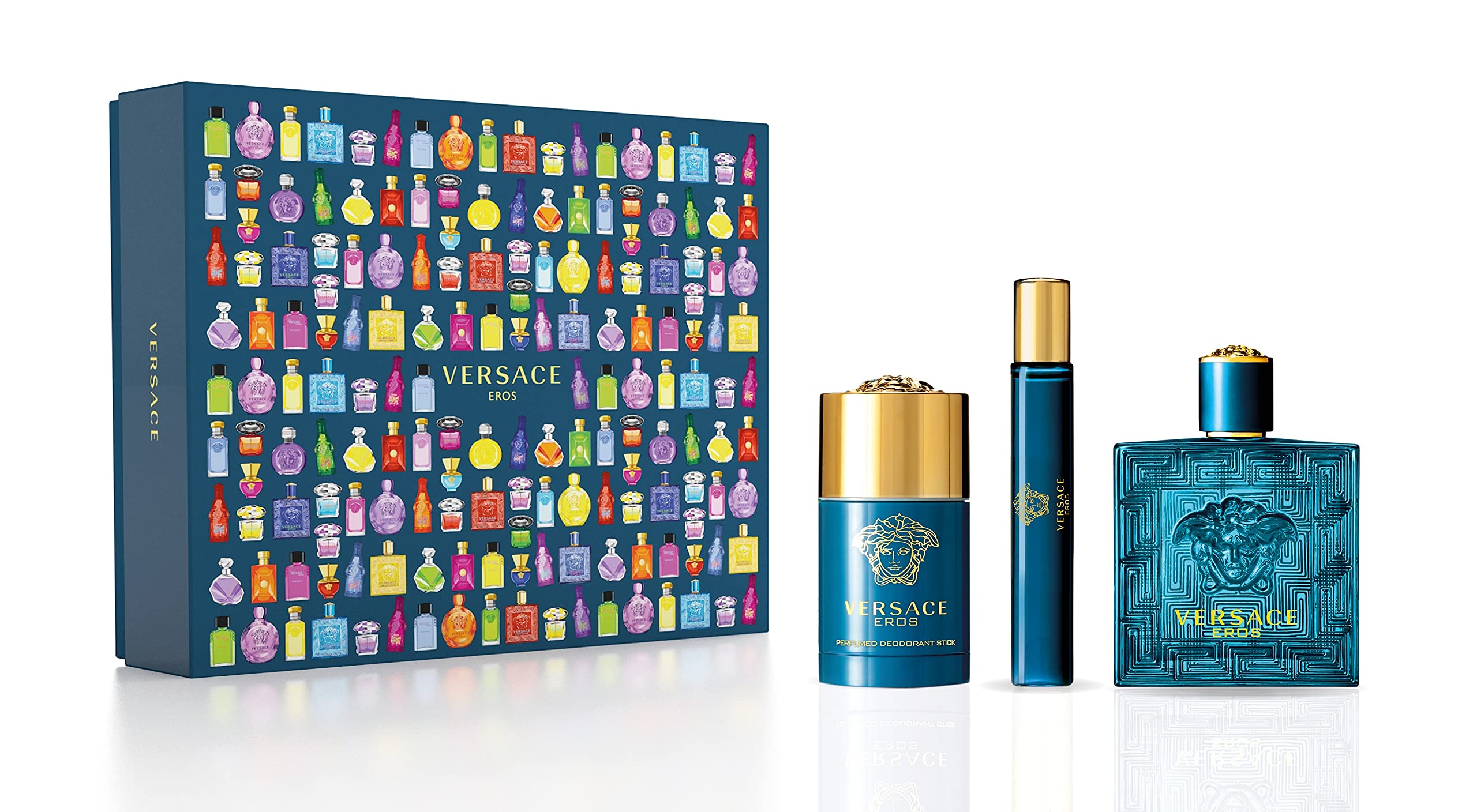 [Set] Versace Eros Deodorant or Travel Aromatic Fougere Oz 3 Count For Men EDT 6.2 oz