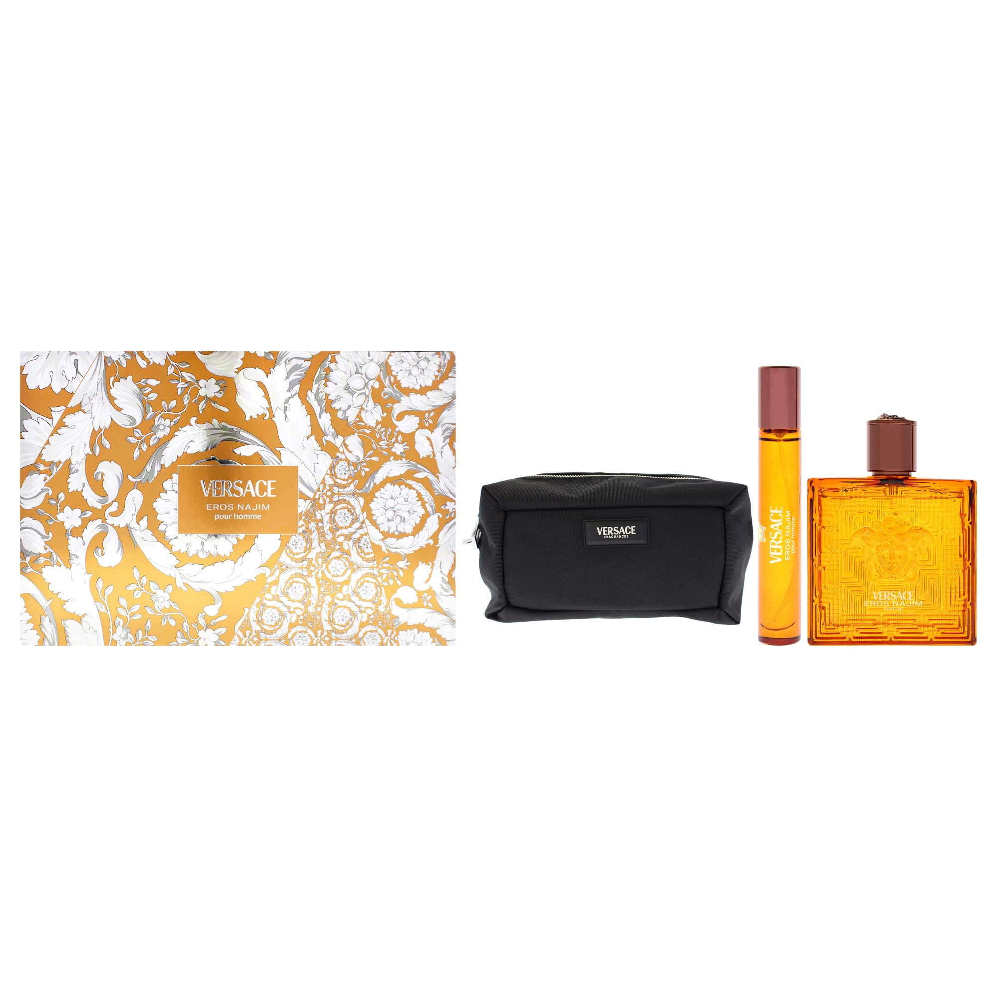 [Set] Eros Najim By Versace 3 Pc Parfum Parfum Pouch For Men 3.4 oz