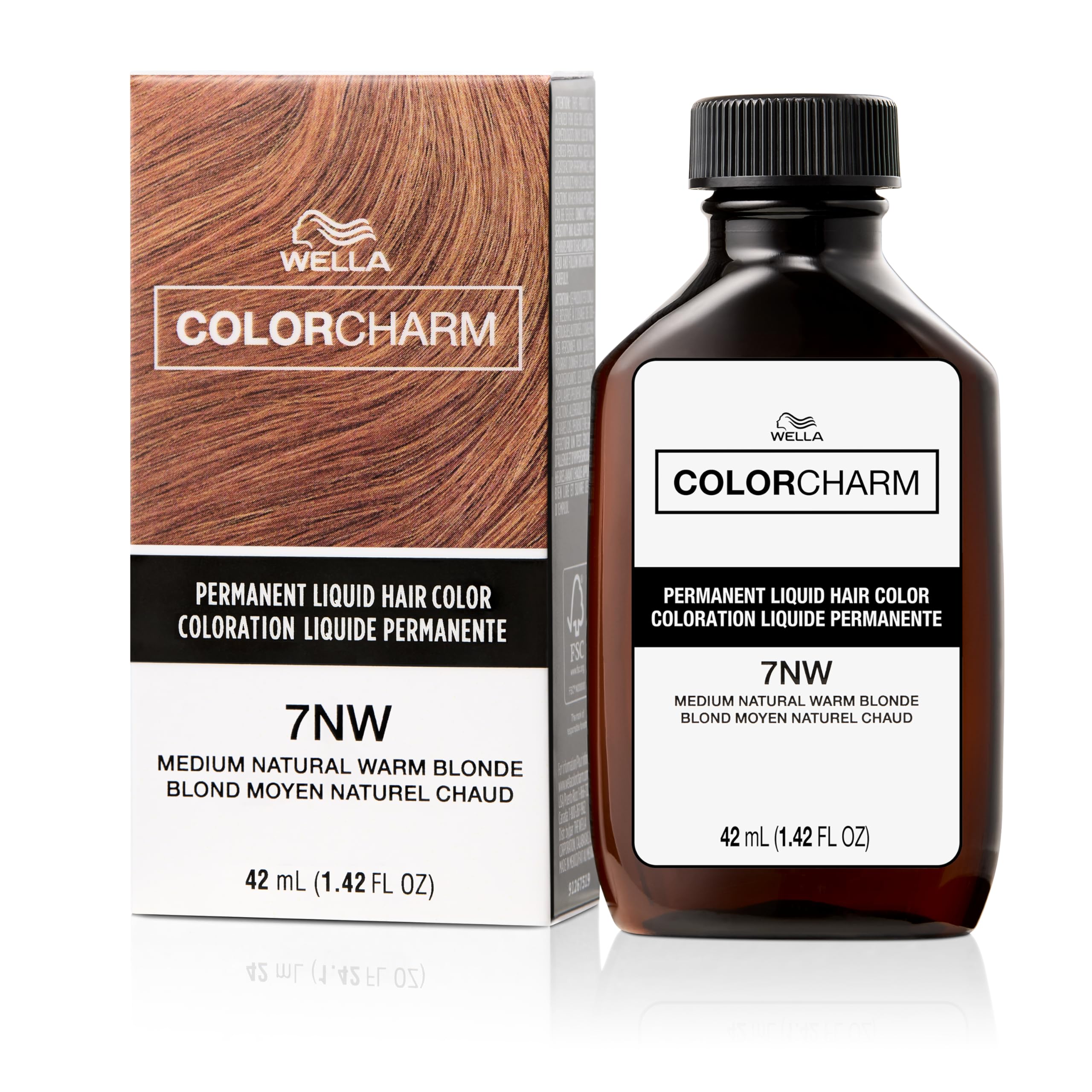 Colorcharm Permanent Liquid Hair Color for Gray Coverage| 7nw Med Natural Warm