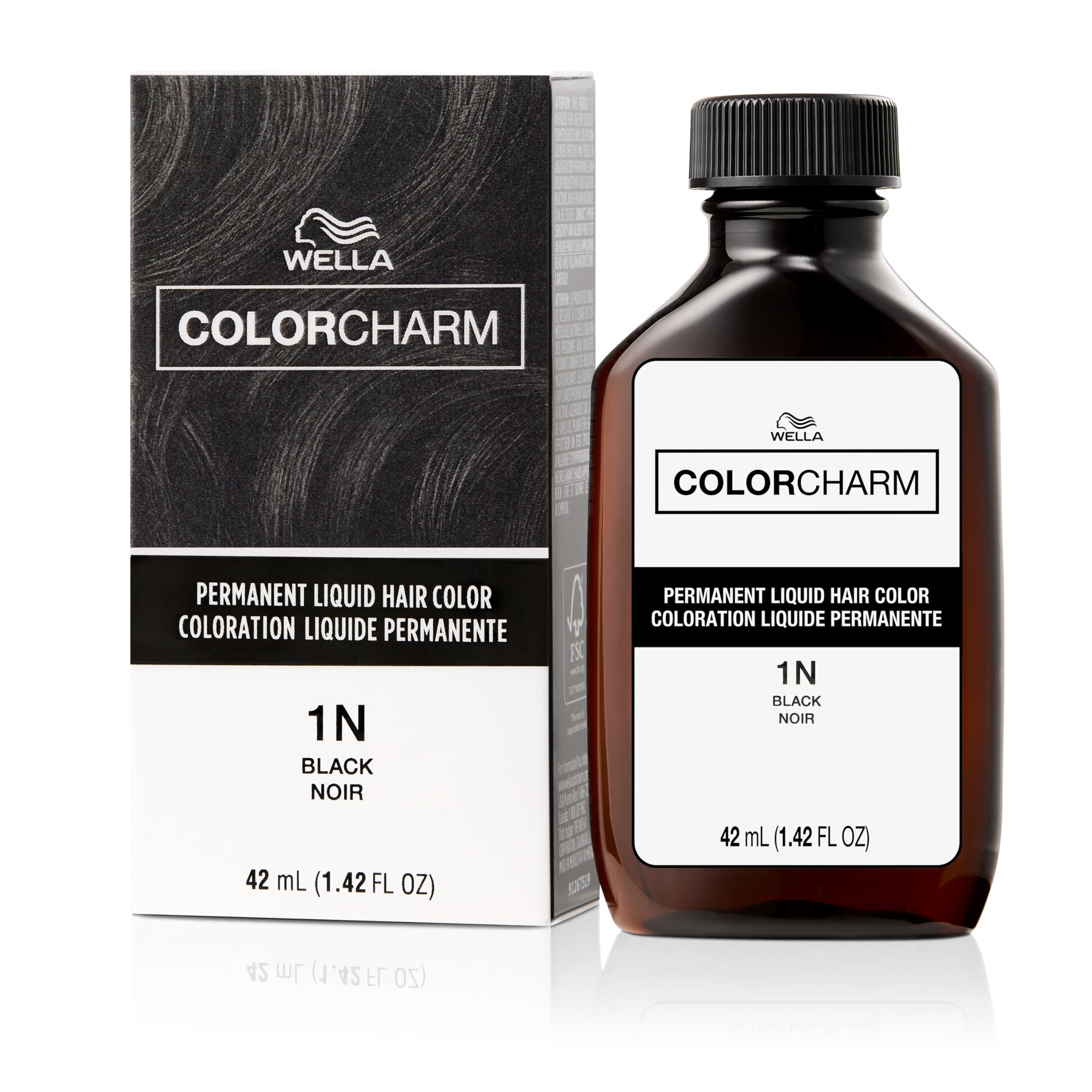 Colorcharm Permanent Liquid Hair Color for Gray Coverage | 1n Black| 1.4 Fl Oz