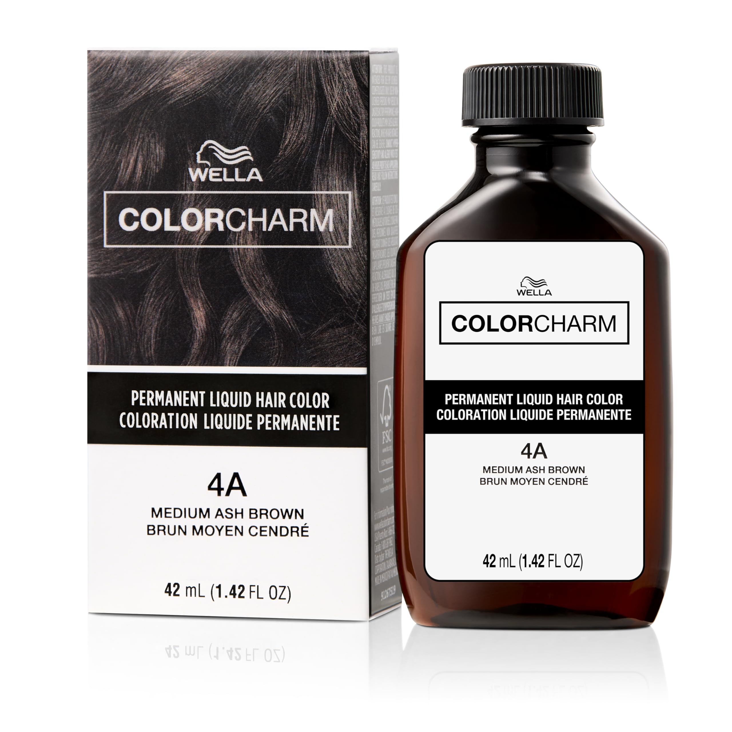 Colorcharm Permanent Liquid Hair Color for Gray Coverage| 4a Med Ash Brown |