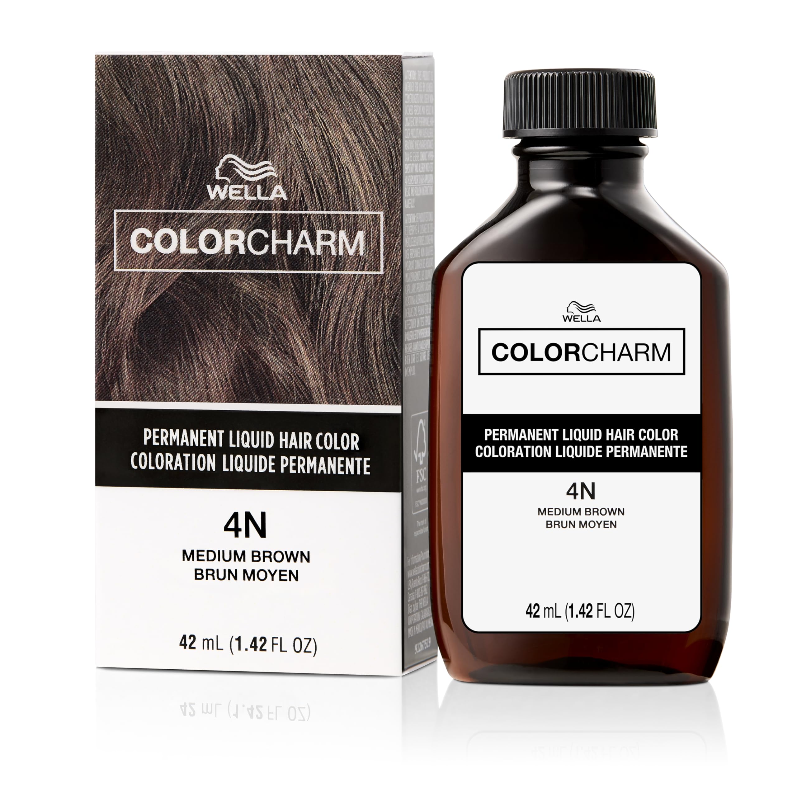 Colorcharm Permanent Liquid Hair Color for Gray Coverage| 4n Medium Brown | 1.4