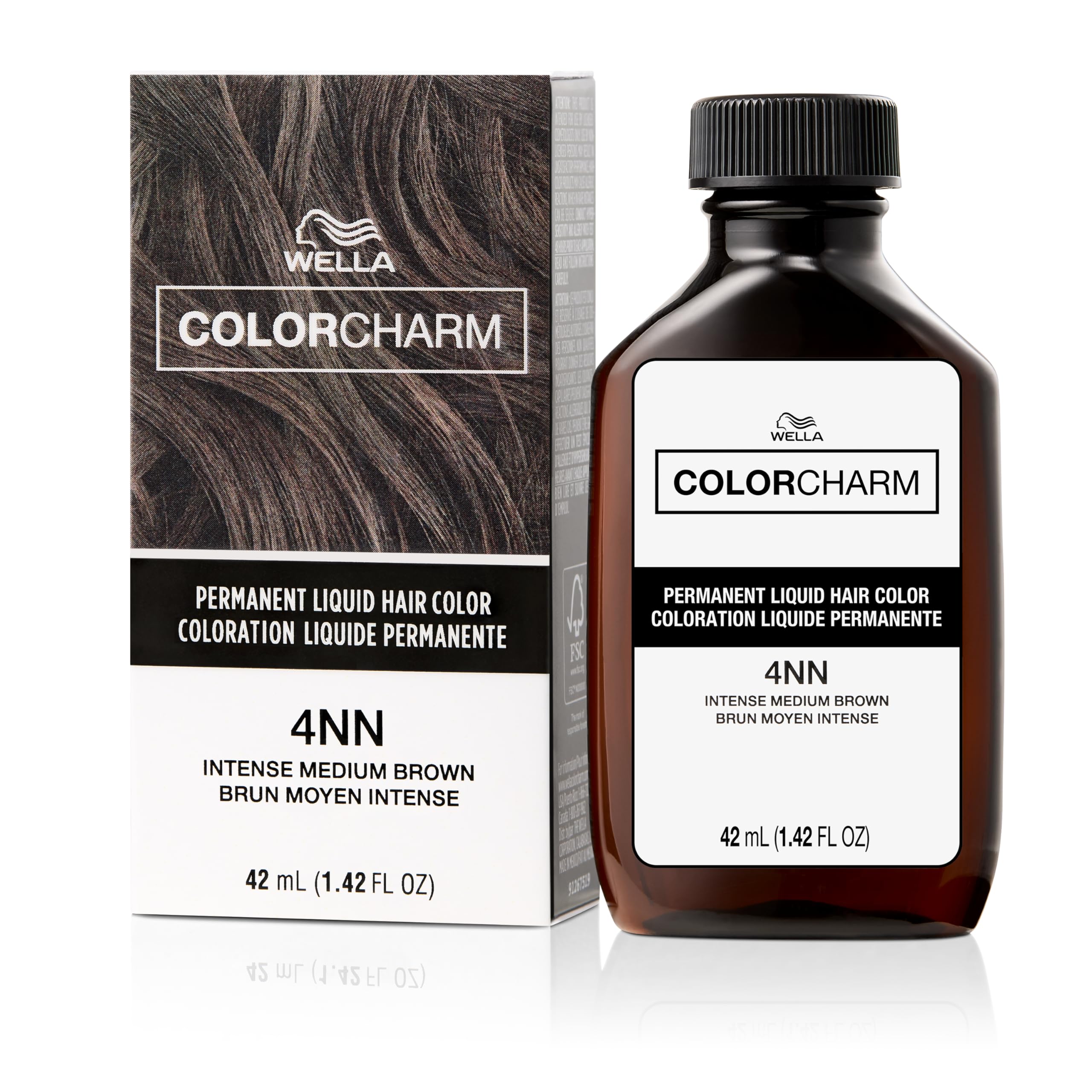 Colorcharm Permanent Liquid Hair Color for Gray Coverage| 4nn Intense Med Brown