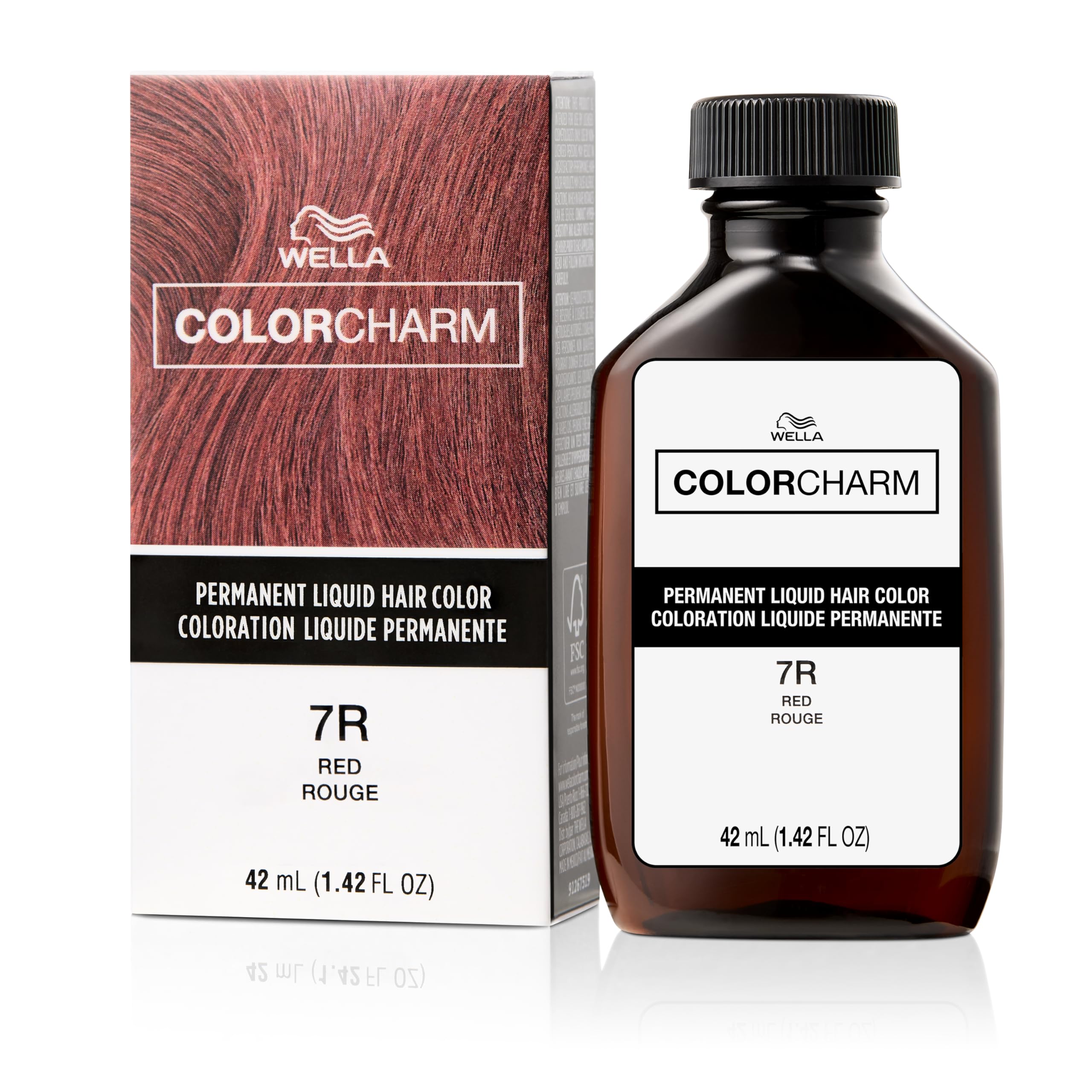 Colorcharm Permanent Liquid Hair Color for Gray Coverage| 7r Red| 1.4 Fl Oz