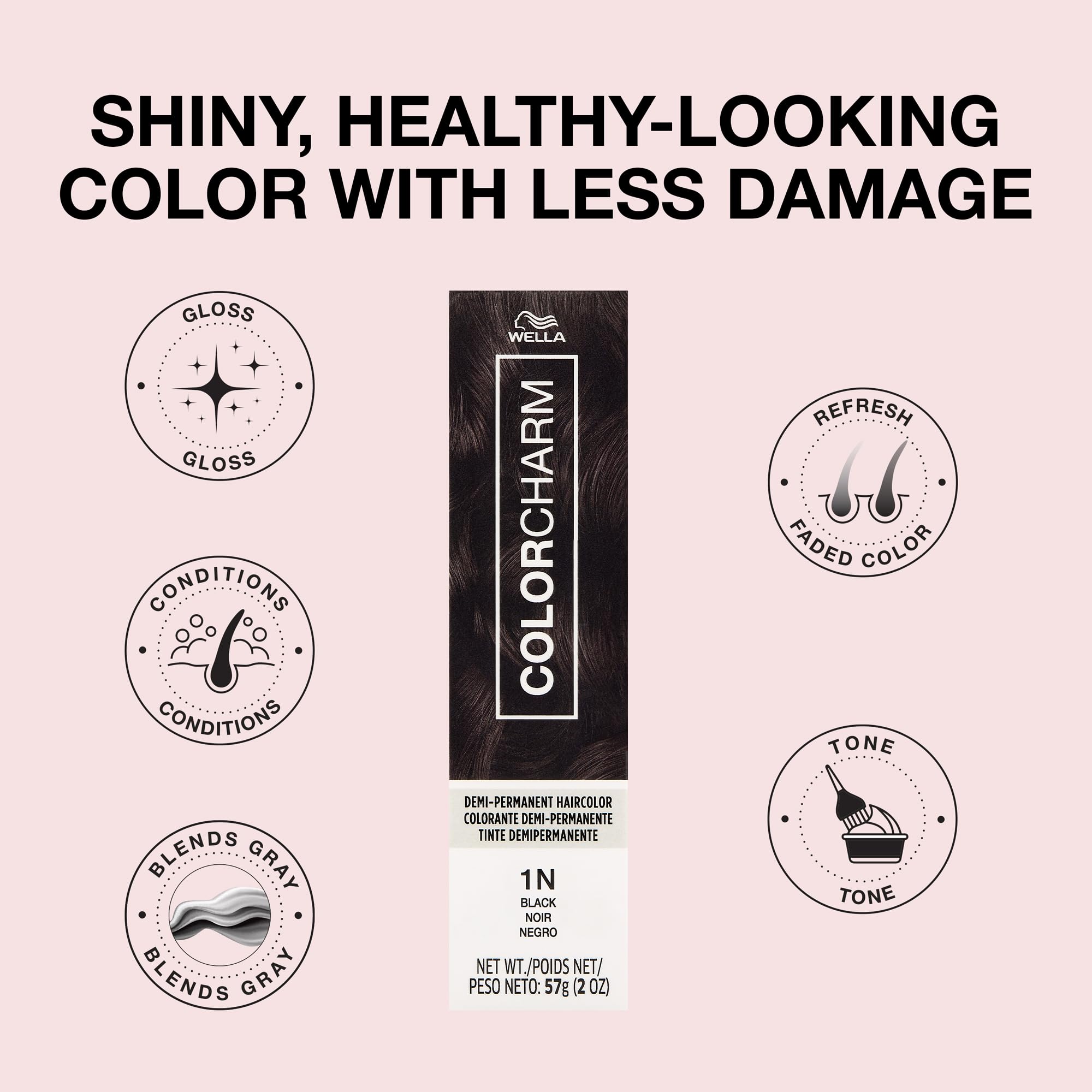 Colorcharm Demi Permanent Hair Color 1n Black Gloss Refresh Tone 2 Fl Oz - Thumbnail 3