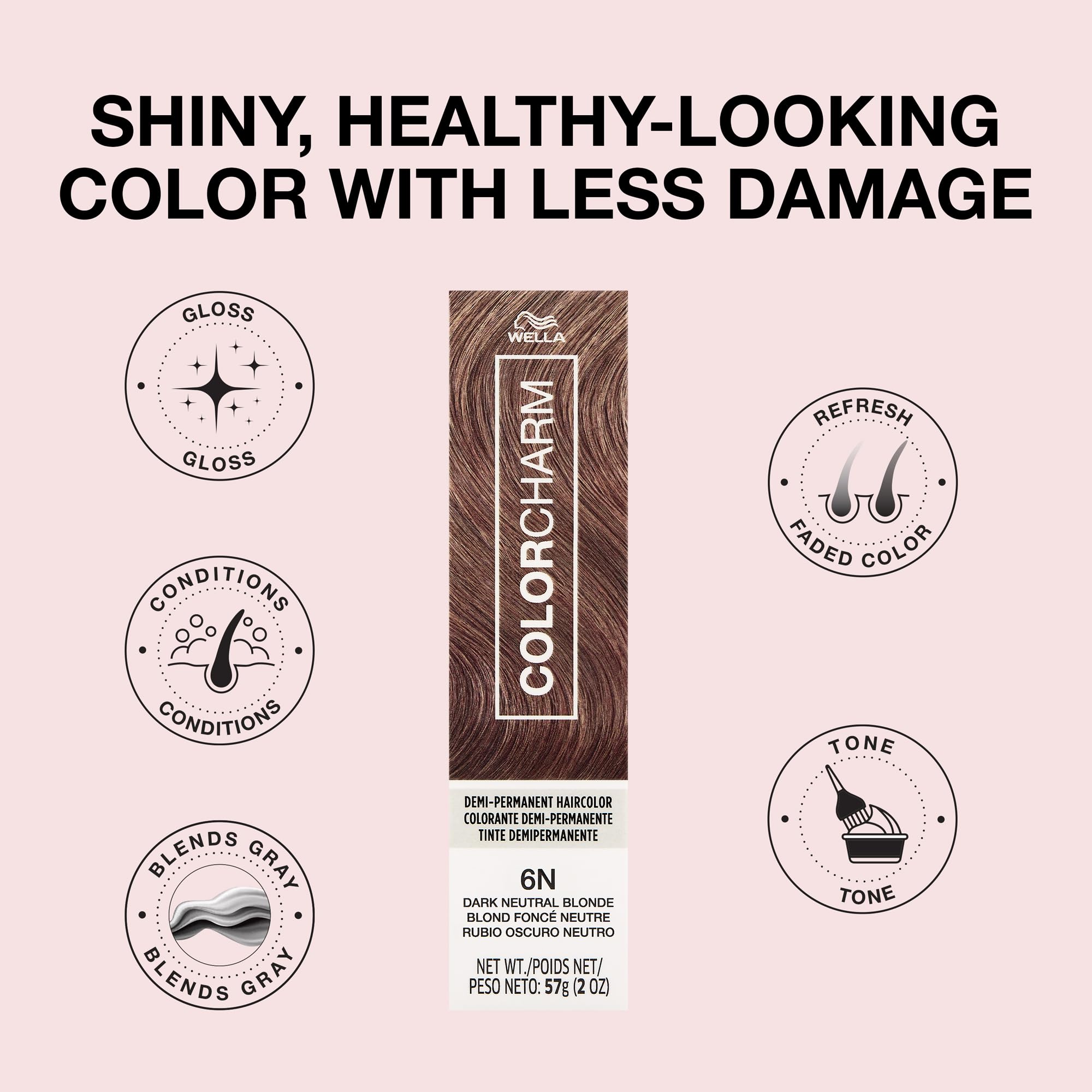 Colorcharm Demi Permanent Hair Color 6n Dark Neutral Blonde Gloss Refresh Tone - Thumbnail 3