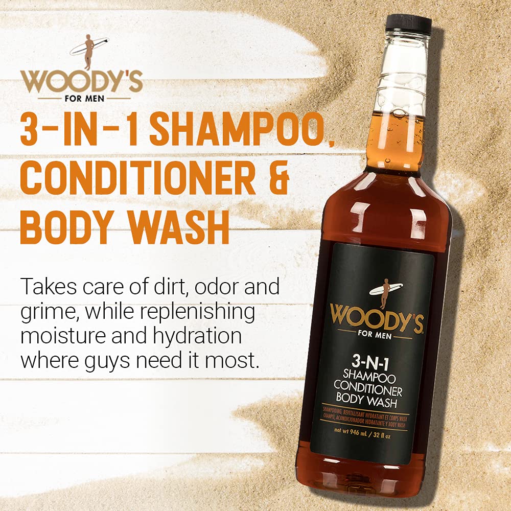 Woody's Body Wash 3 In 1 Shampoo Conditioner Body Wash All In One Cleanser - Thumbnail 2