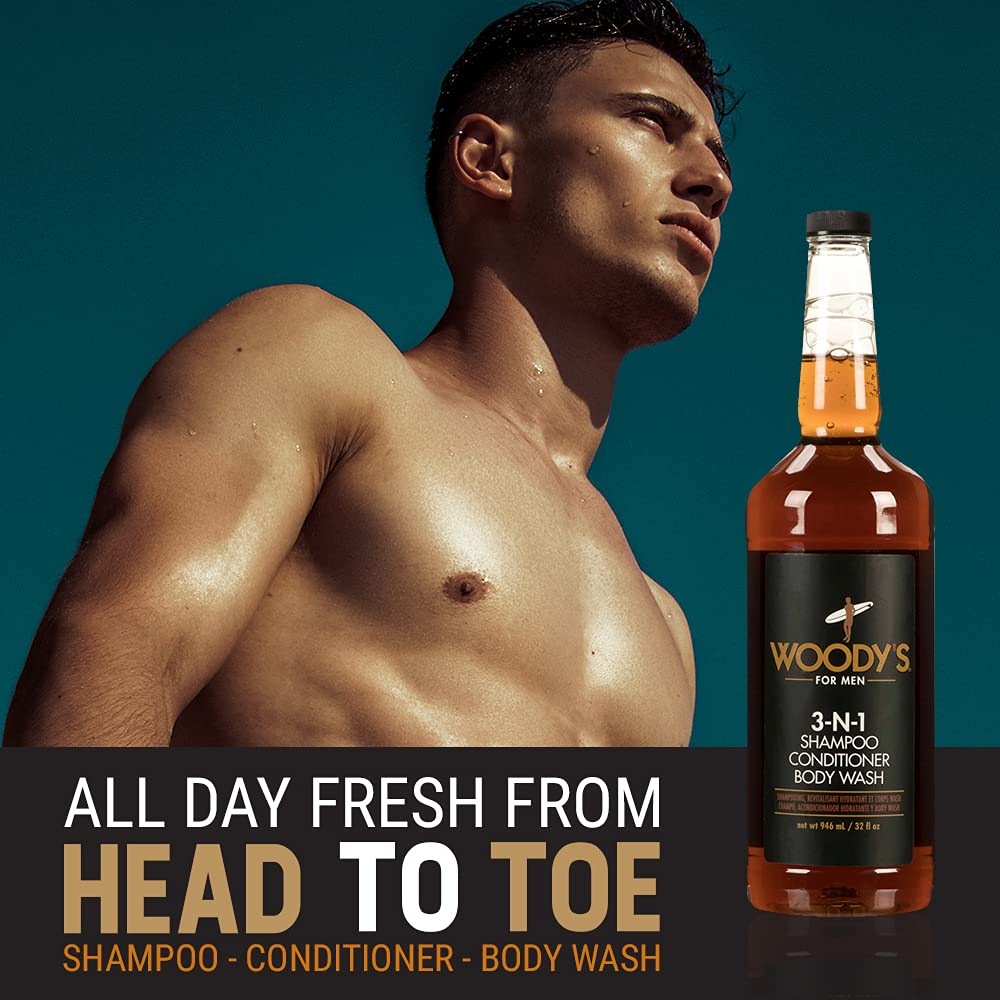 Woody's Body Wash 3 In 1 Shampoo Conditioner Body Wash All In One Cleanser - Thumbnail 3