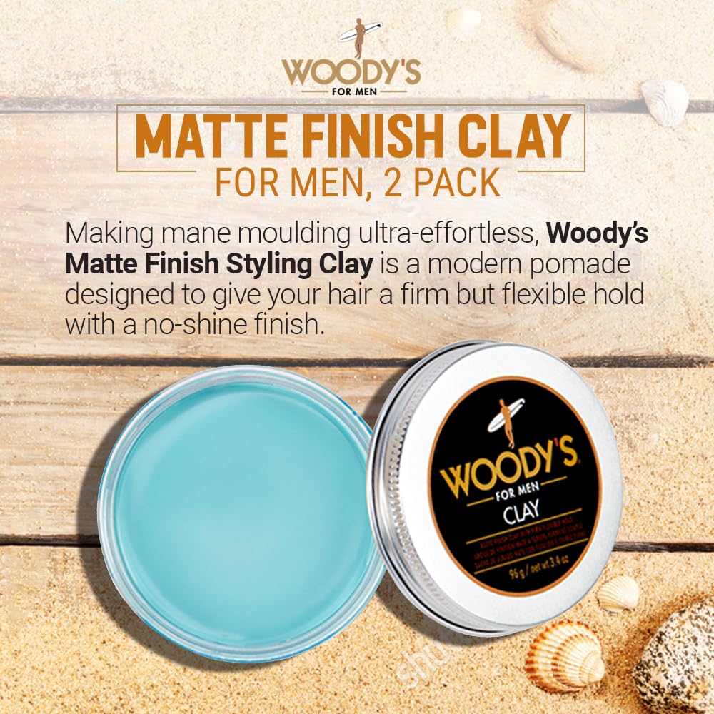 Woody's Hair Clay Matte Finish Styling Pomade Stronghold Firm and Flexible - Thumbnail 2